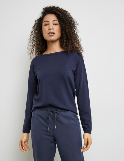 Blue fine knit jumper best sale