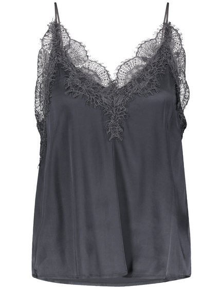 Satin top with lace in Grey