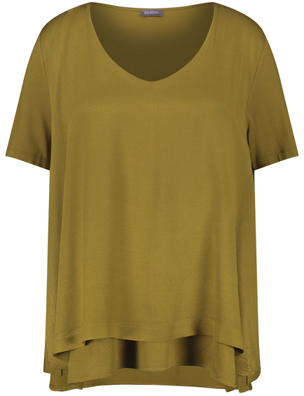 yellow short sleeve blouse