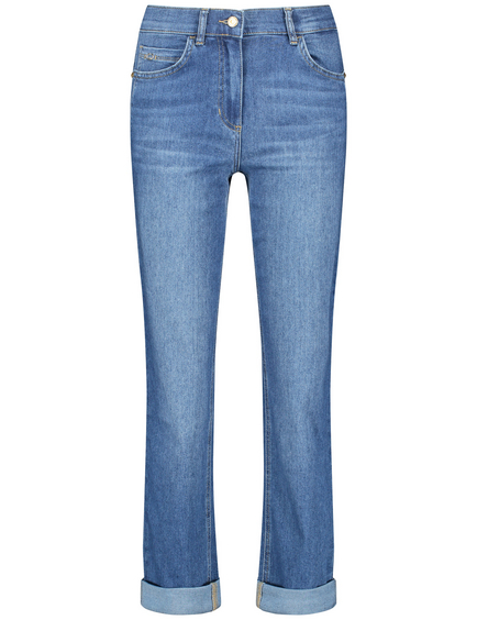 Real Comfort® Straight Leg Knit Denim Pull-On Jeans, Five Pocket