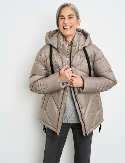 Stylish outdoor jacket with a detachable hood in Beige | GERRY WEBER