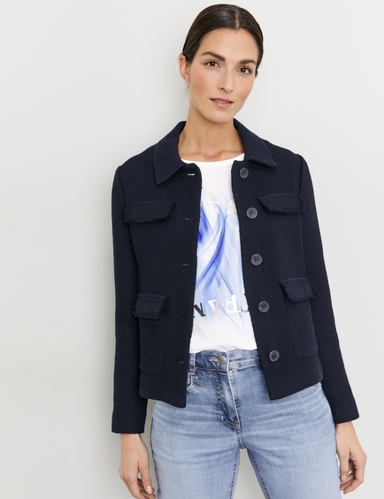 Blazer jacket in a textured knit in Blue GERRY WEBER