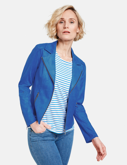 Womens Clothing Jackets Blazers sport coats and suit jackets Gerry Weber Blazer With A Suede Texture Blue 