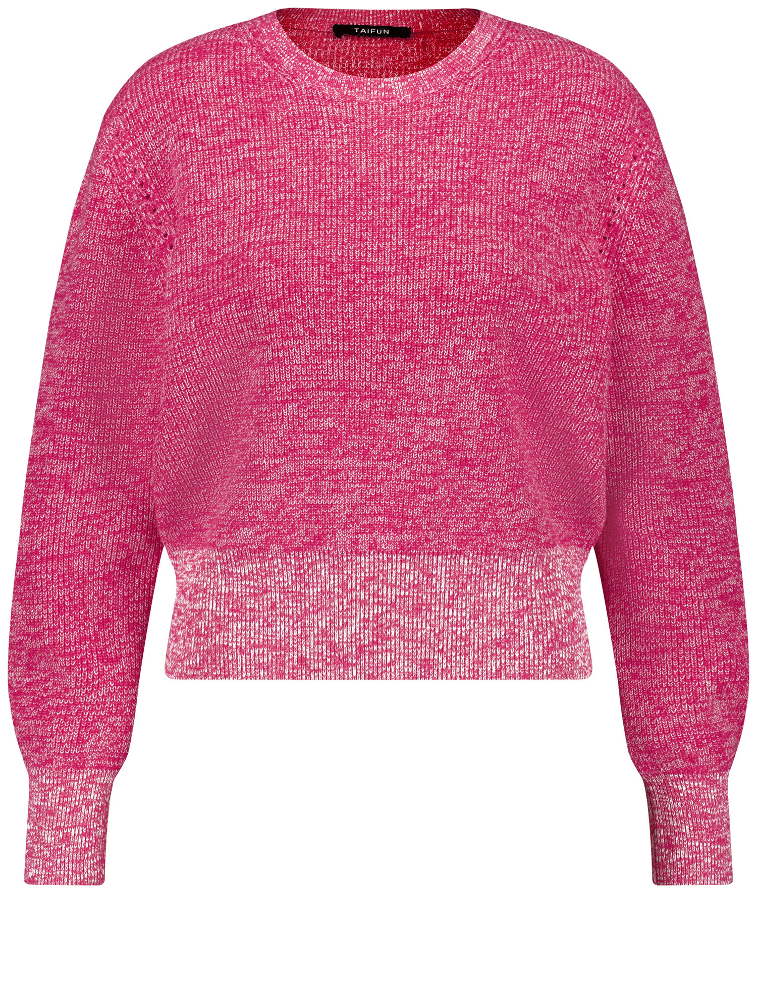 TAIFUN Damen Pullover aus Baumwoll-Rippstrick Langarm|Breite Rippenbündchen Baumwolle, Pink, 42