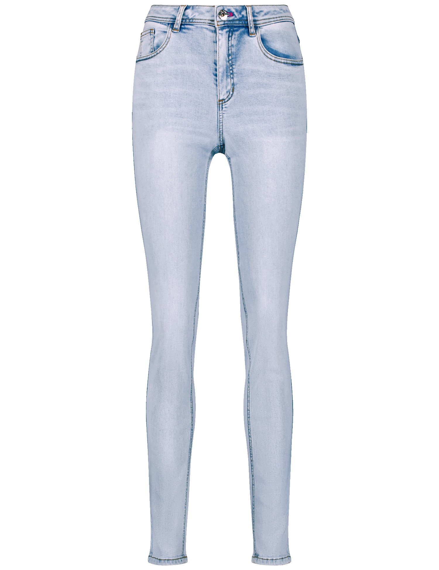 TAIFUN Damen Skinny Jeans Baumwolle Normale Leibhöhe|Mit Gürtelschlaufen Blau, 34