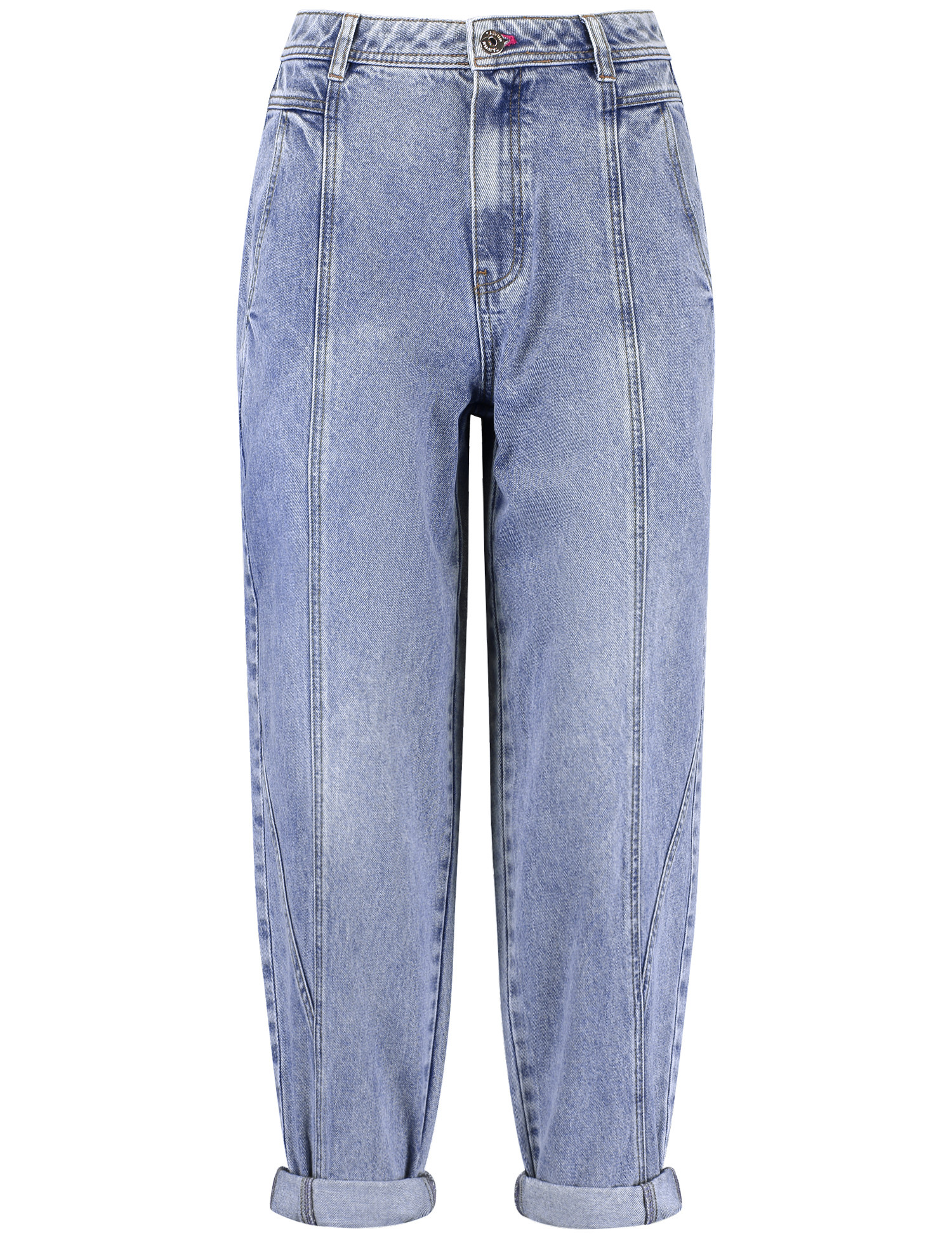 TAIFUN Damen 3/4 Jeans Balloon Fit Baumwolle Hohe Taille|Mit Gürtelschlaufen Blau, 44