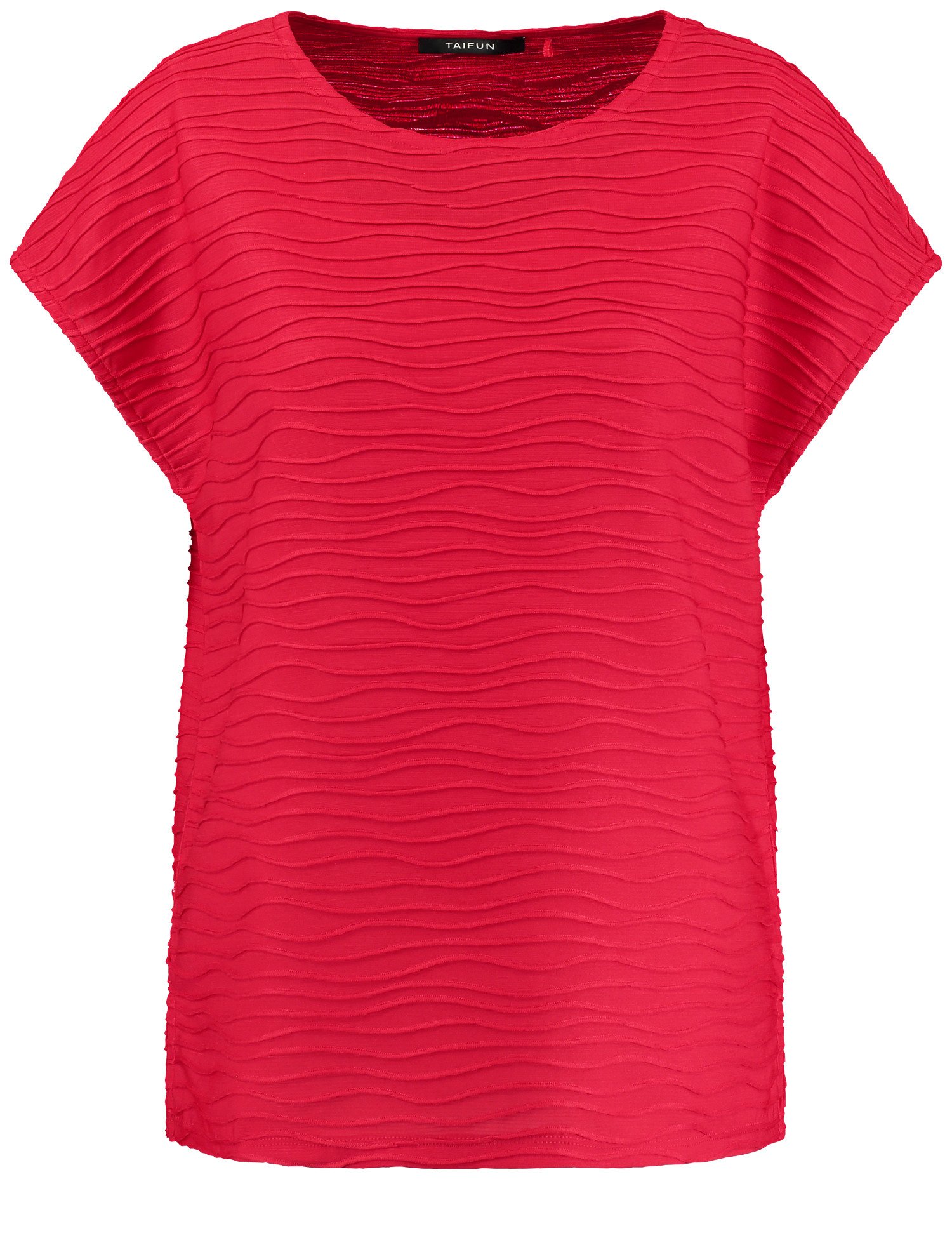 TAIFUN Damen Shirt aus Struktur-Jersey 62cm Kurzarm Rundhals, Rot, 34