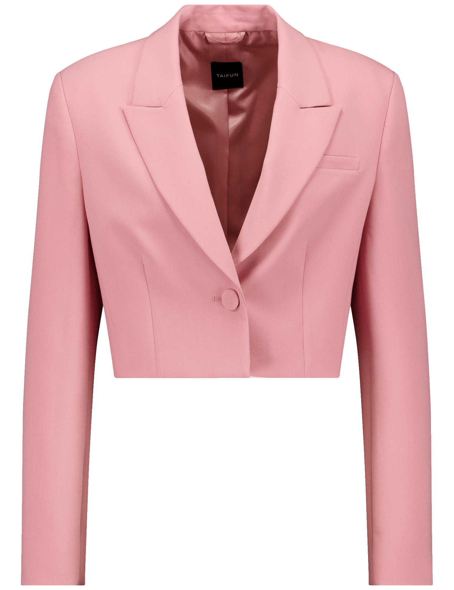 TAIFUN Damen Kurzblazer aus Stretch-Qualität 44 cm Revers Langarm unifarben Pink, 42