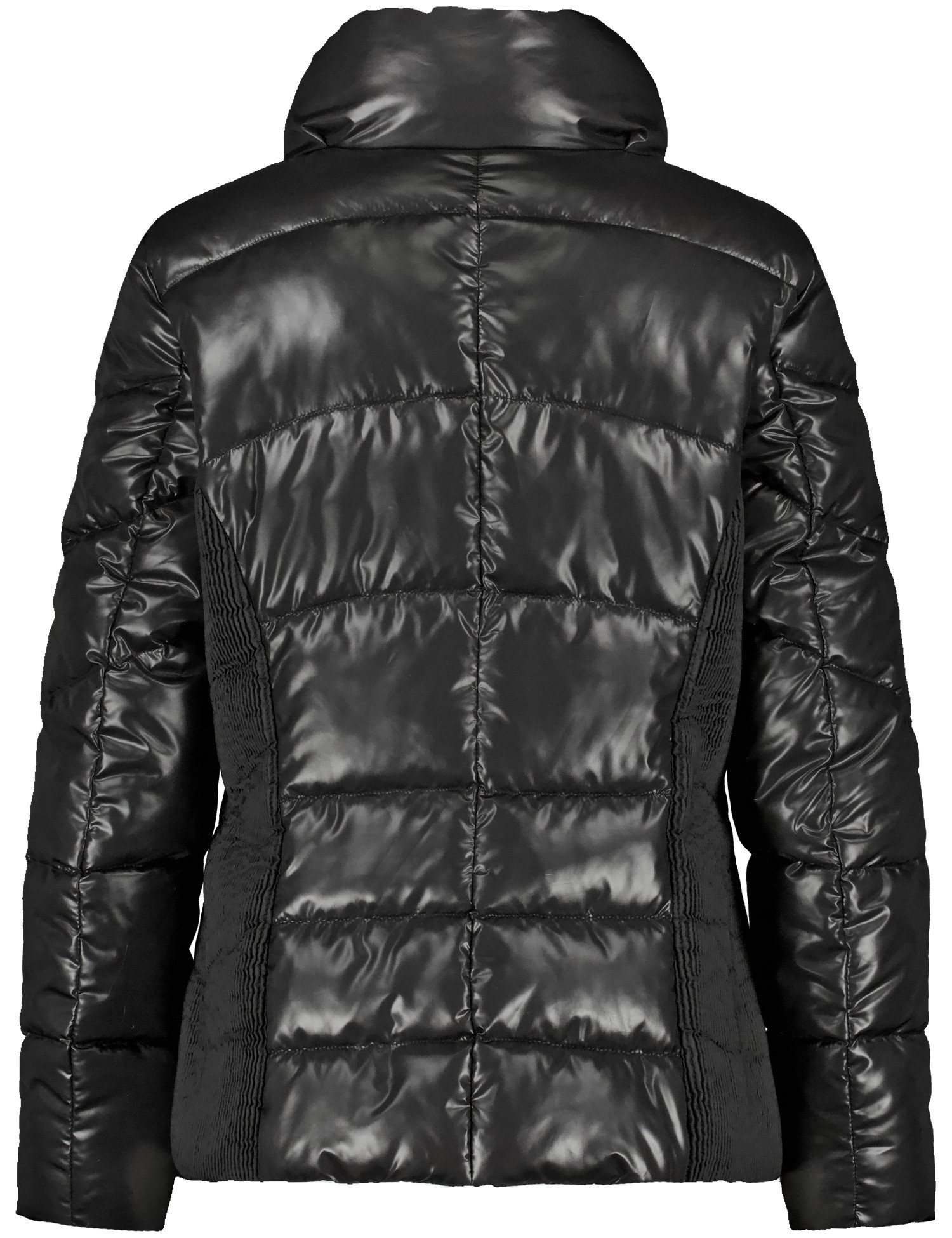 TAIFUN Damen Steppjacke mit Glanz-Finish 64cm Langarm Stehkragen Reißverschluss Schwarz, 44