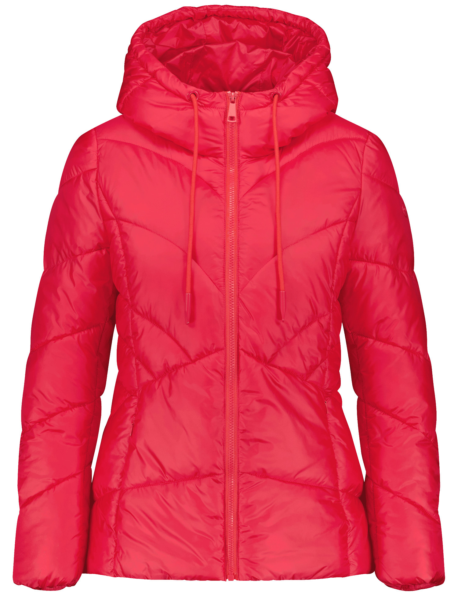 TAIFUN Damen Taillierte Steppjacke mit Kapuze 68cm Langarm Polyamid Reißverschluss Rot, 36