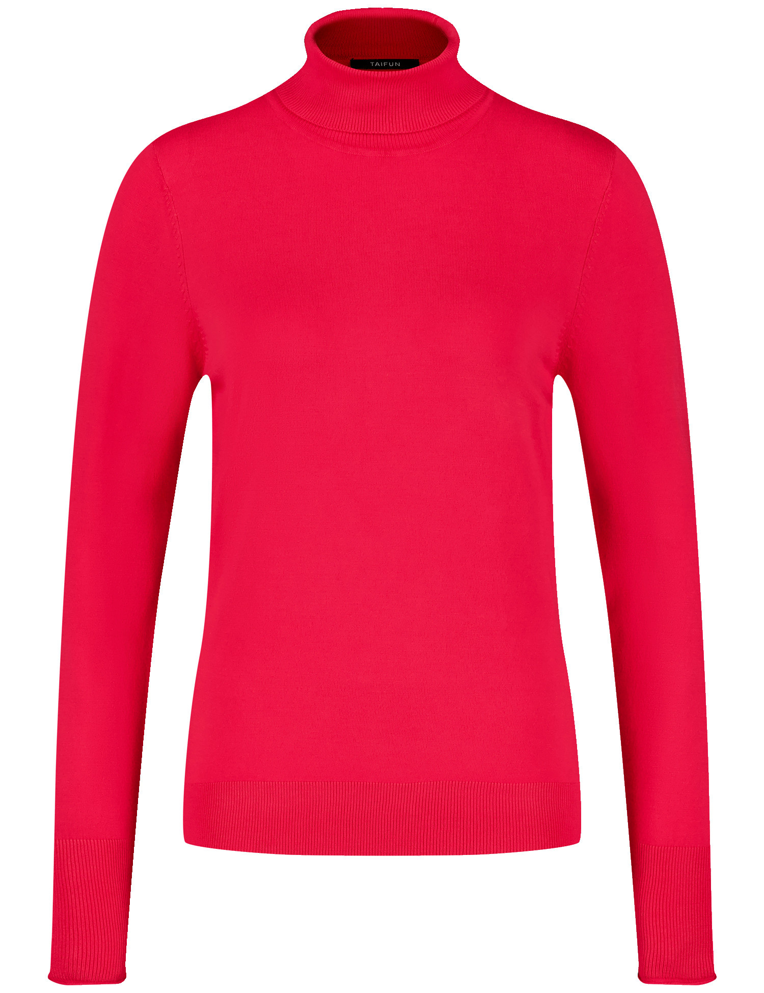 TAIFUN Damen Basic Pullover mit Rollkragen Langarm Viskose, Rot, 42