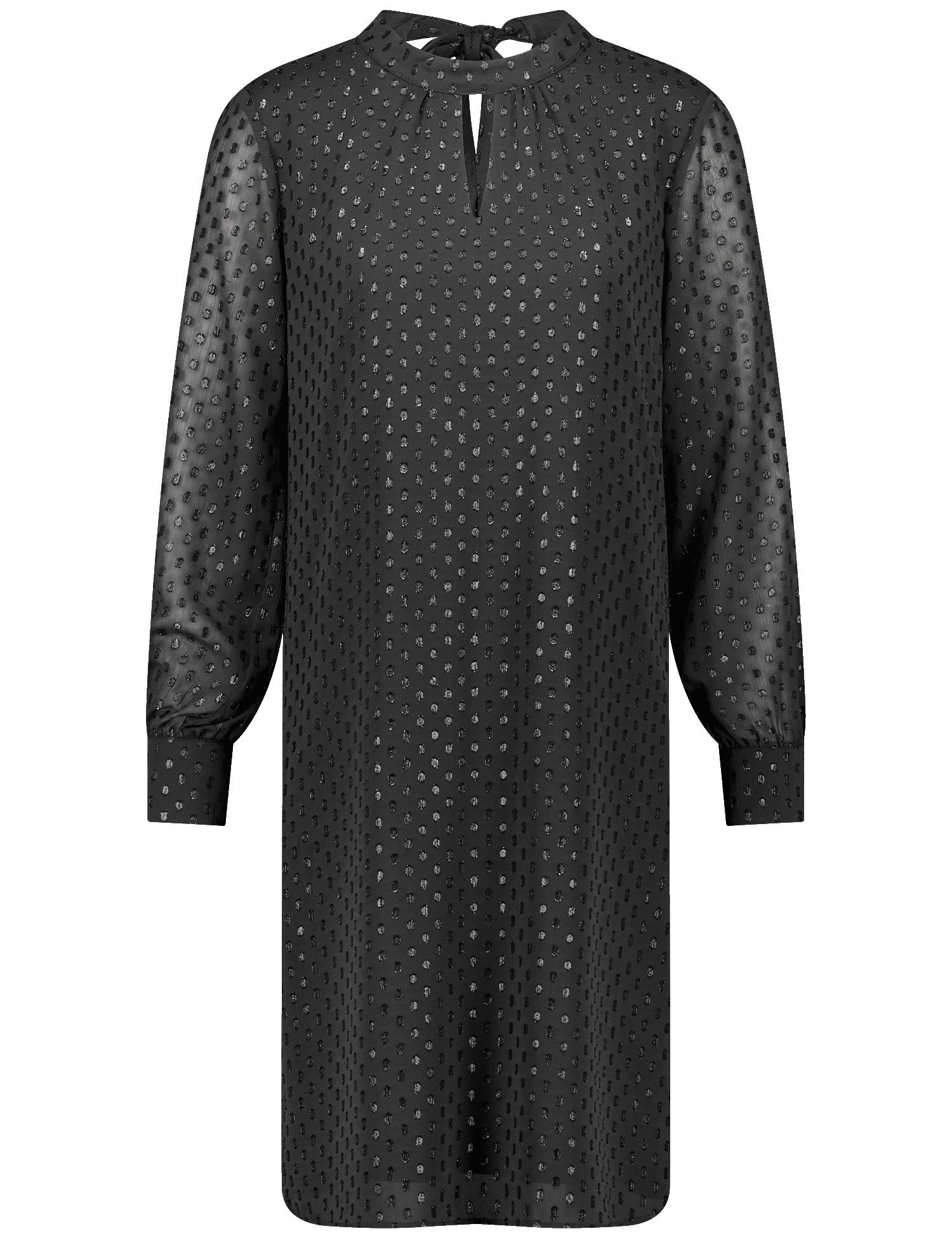 TAIFUN Damen Festliches Chiffonkleid mit Shiny-Dots Schwarz, 38