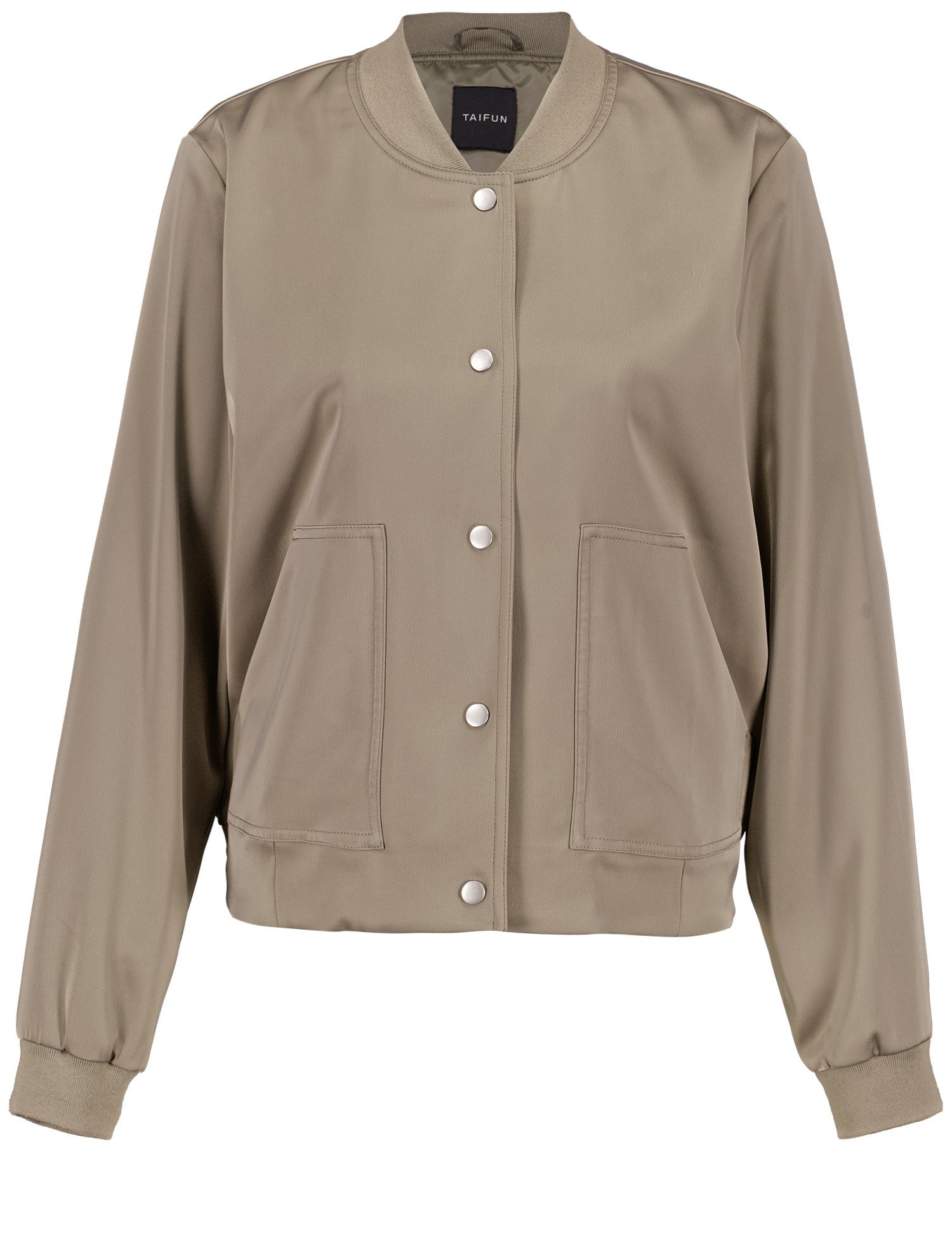 TAIFUN Damen Blouson aus Satin 58cm Langarm Mit Kragen, Beige, 46