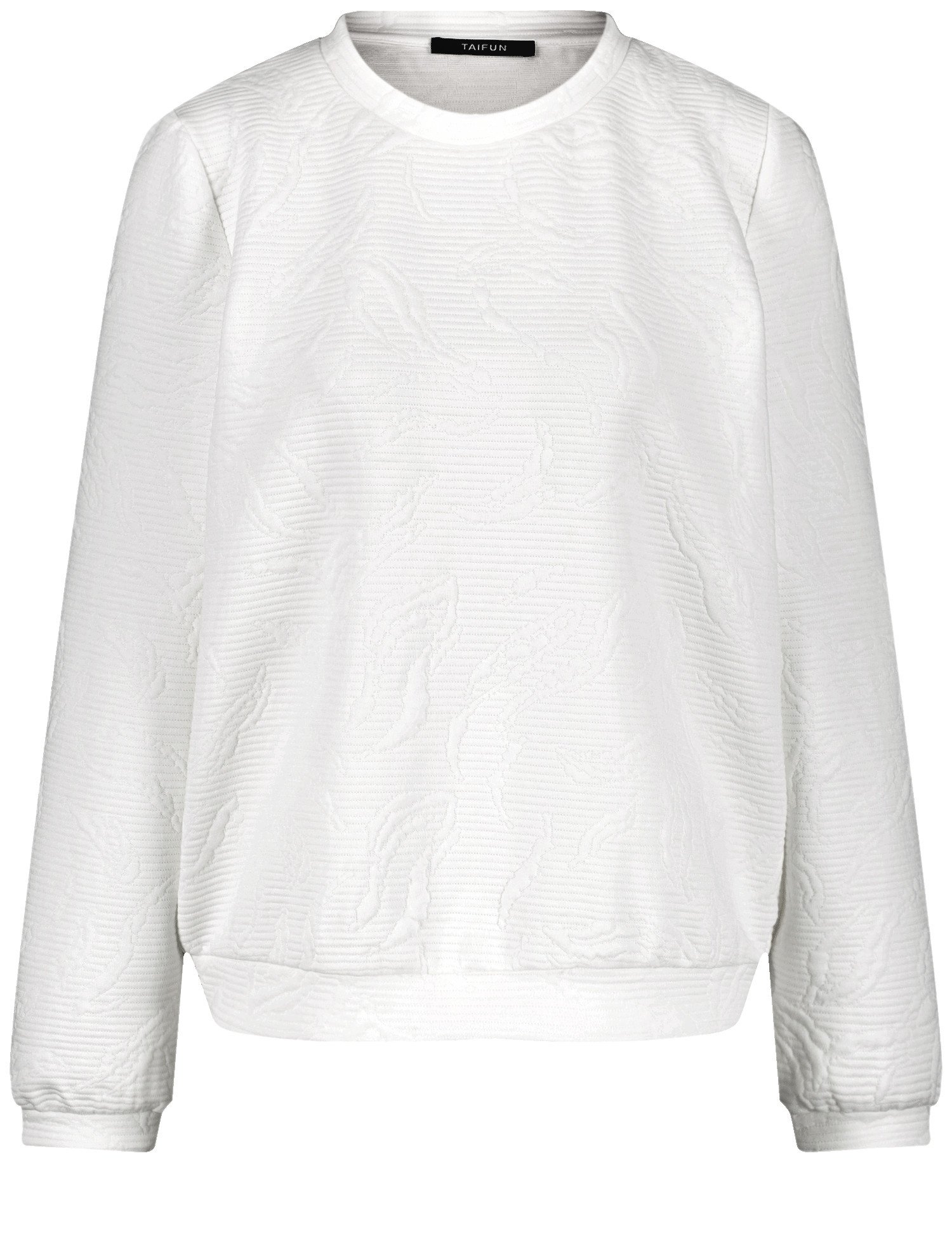 TAIFUN Damen Sweatshirt aus Struktur-Qualität 62cm Langarm Rundhals, Weiss, 48