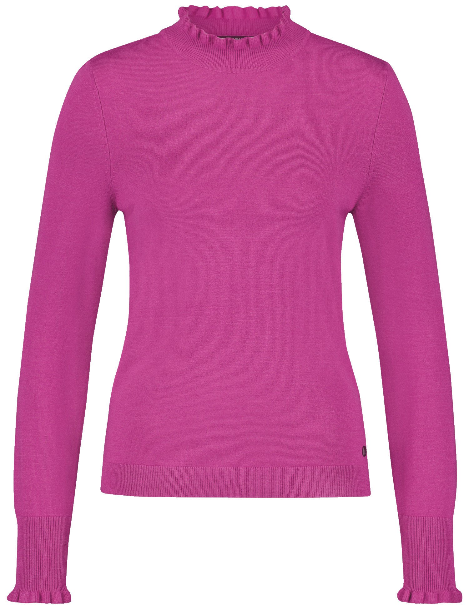 TAIFUN Damen Turtelneck-Pullover mit Rüschenkanten Langarm Viskose, Pink, 44