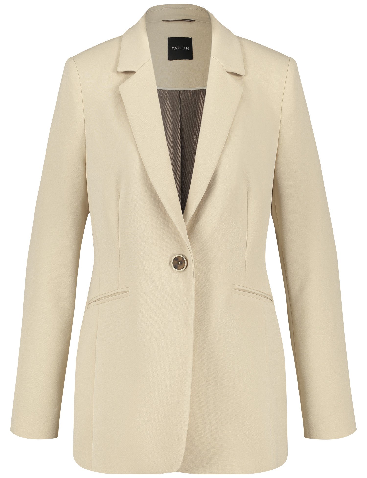 TAIFUN Damen Taillierter Blazer aus feiner Stretch-Qualität 70 cm cm Beige, 34