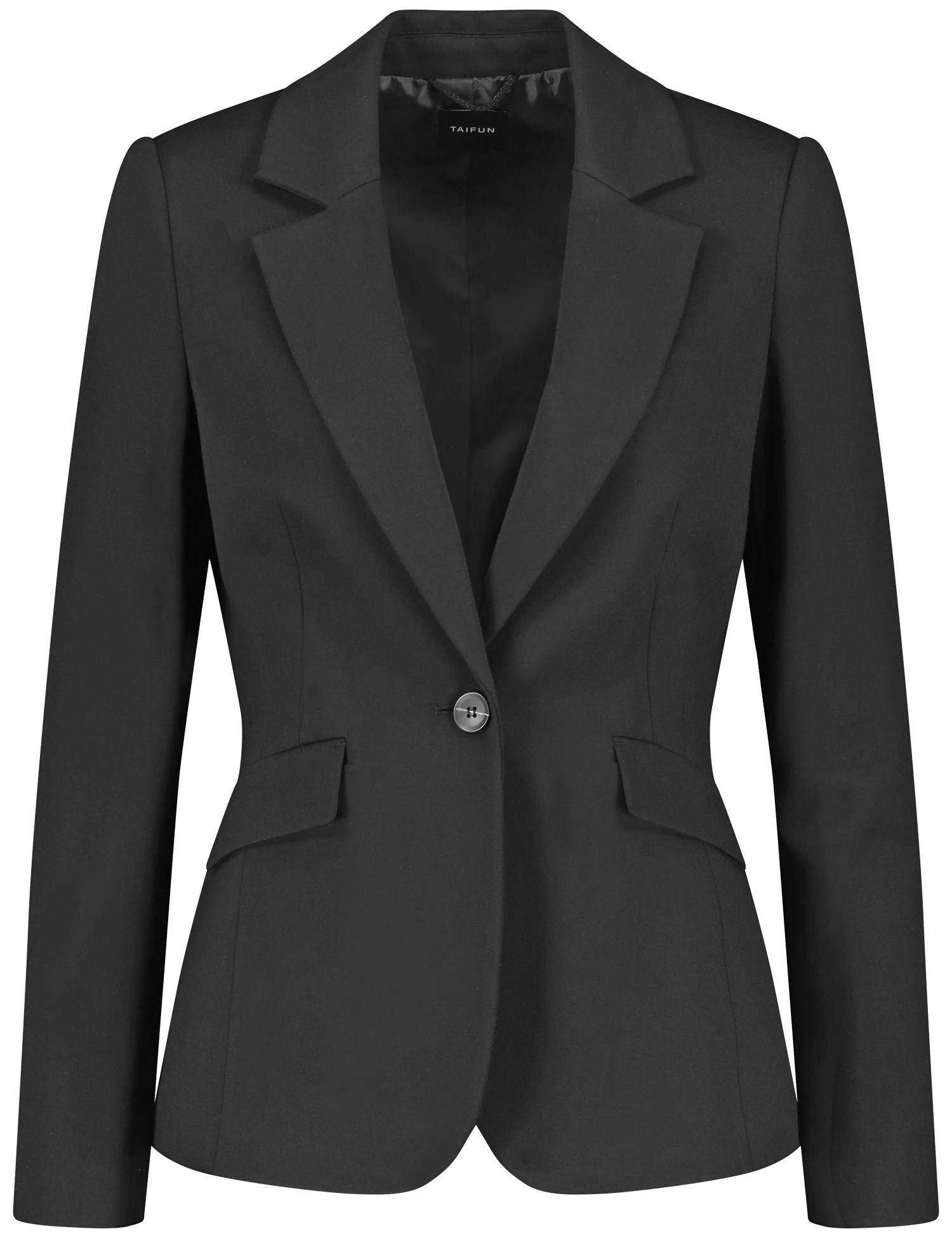 TAIFUN Damen Klassischer Blazer mit Stretchkomfort Viskose 66 cm cm Schwarz, 36