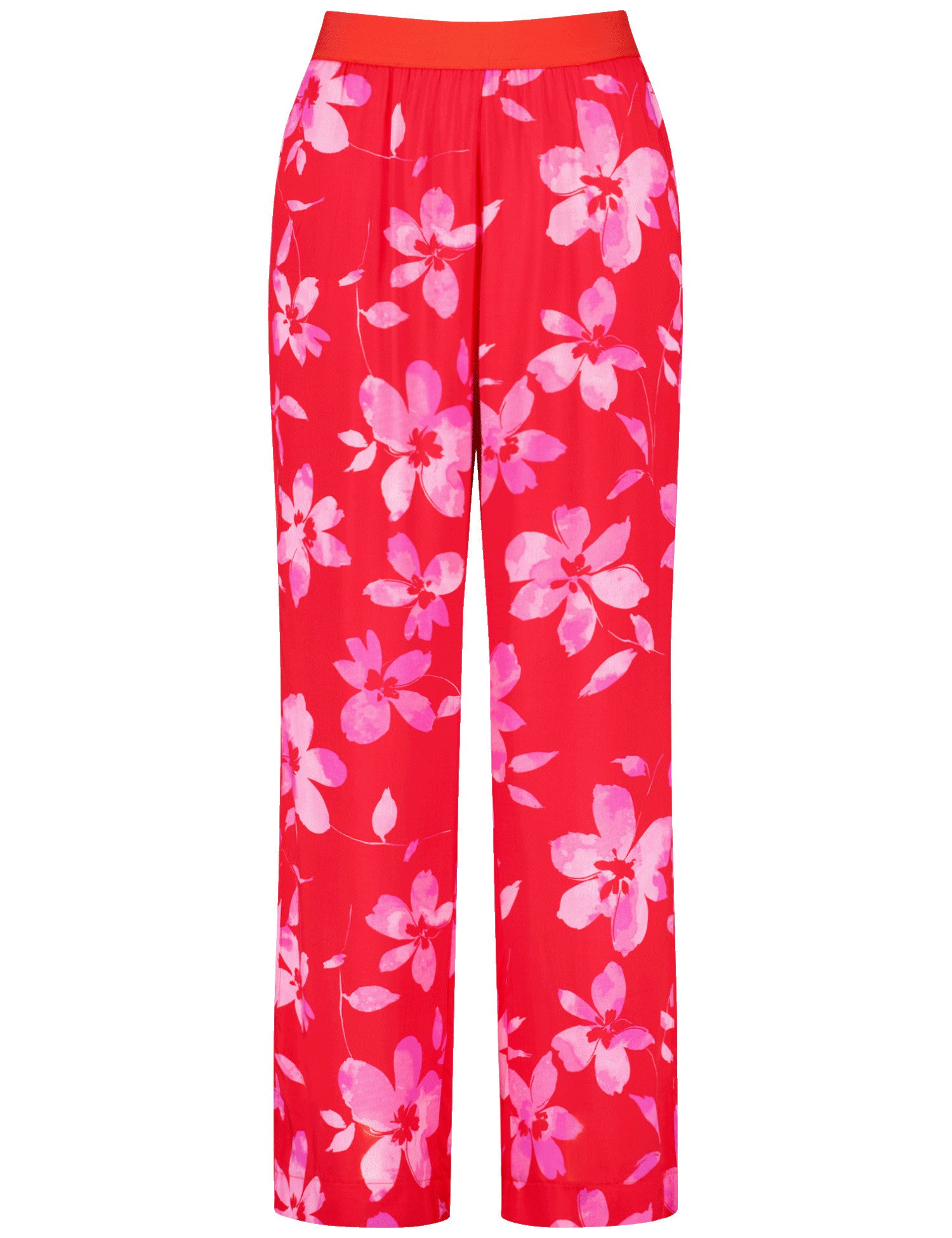 SAMOON Damen Palazzohose mit Floral-Print Viskose Normale Leibhöhe Rot, 56