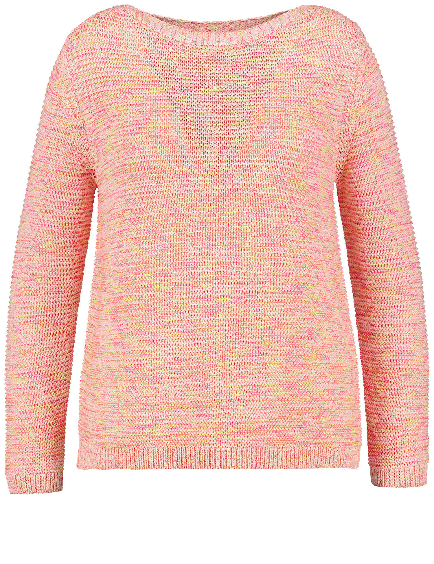 SAMOON Damen Pullover aus Multicolour Garn Langarm|Strickbündchen Baumwolle, Orange, 44