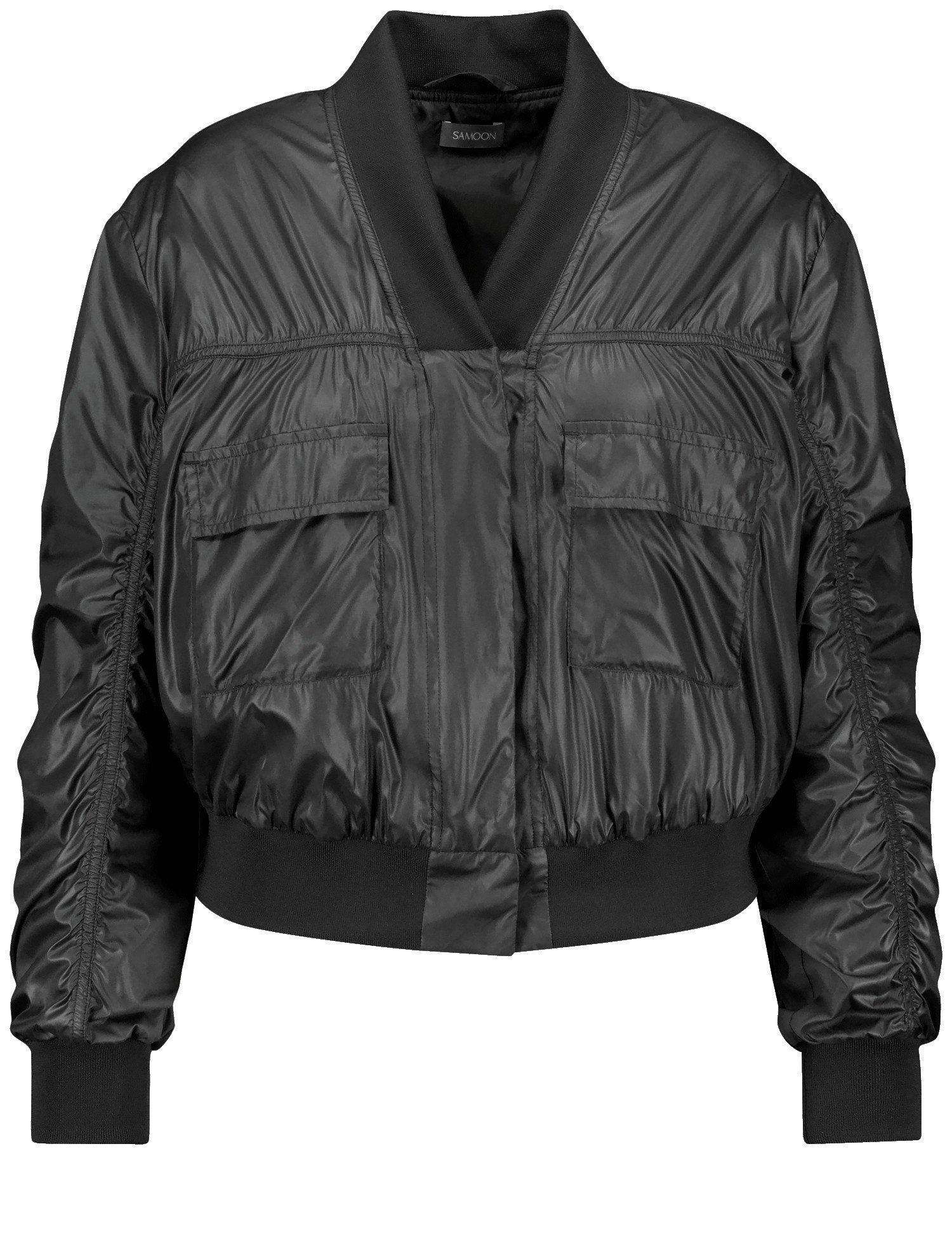 SAMOON Damen Trendjacke mit Raffnähten 58 cm cm Schwarz, 46