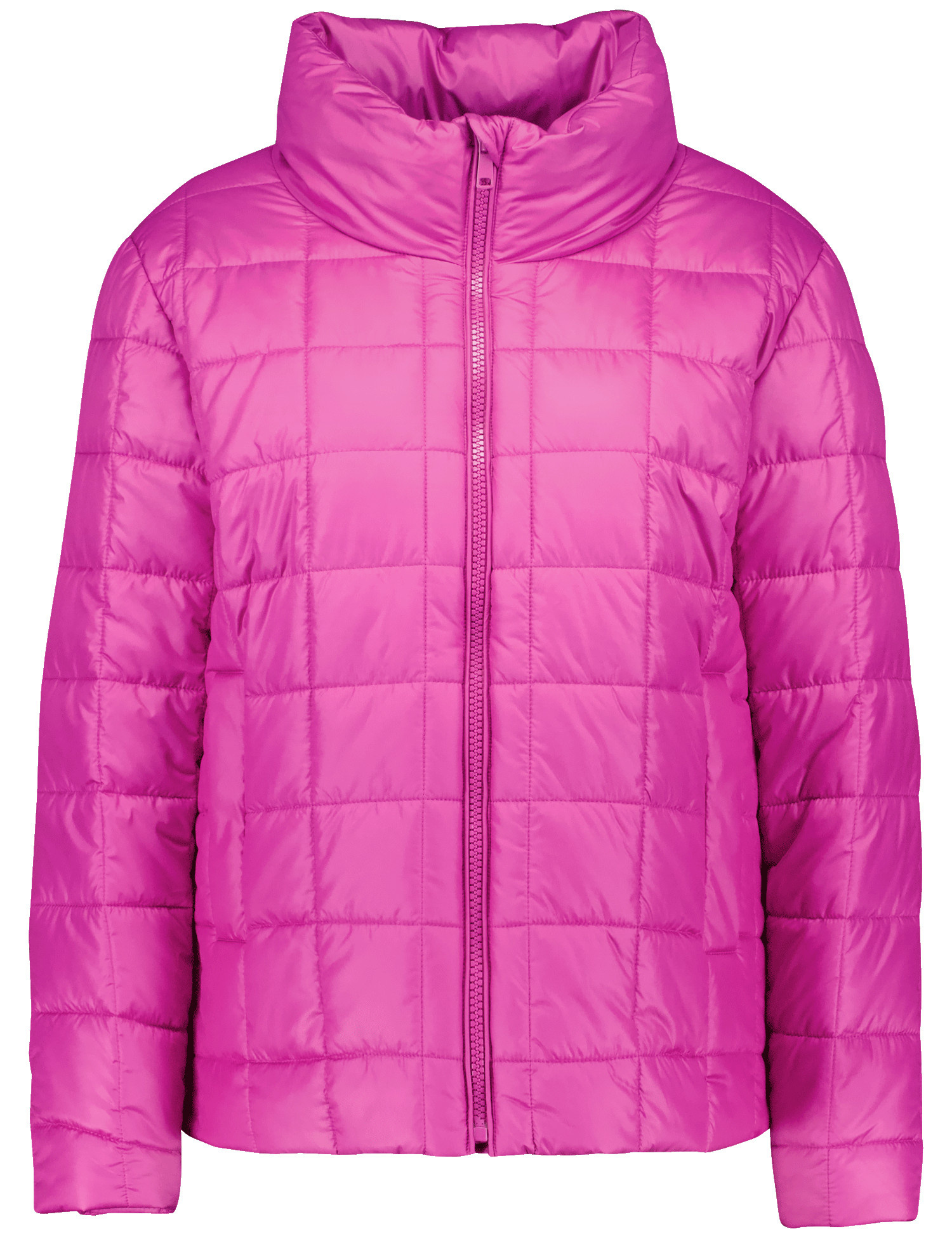 SAMOON Damen Leichte Steppjacke 66cm Langarm Stehkragen Reißverschluss Pink, 48