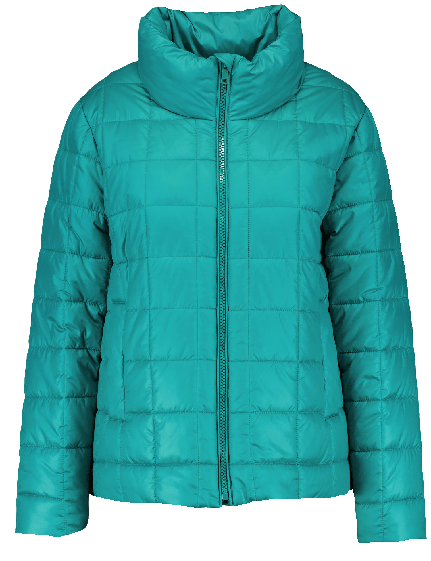 SAMOON Damen Leichte Steppjacke 66cm Langarm Stehkragen Reißverschluss Blau, 44