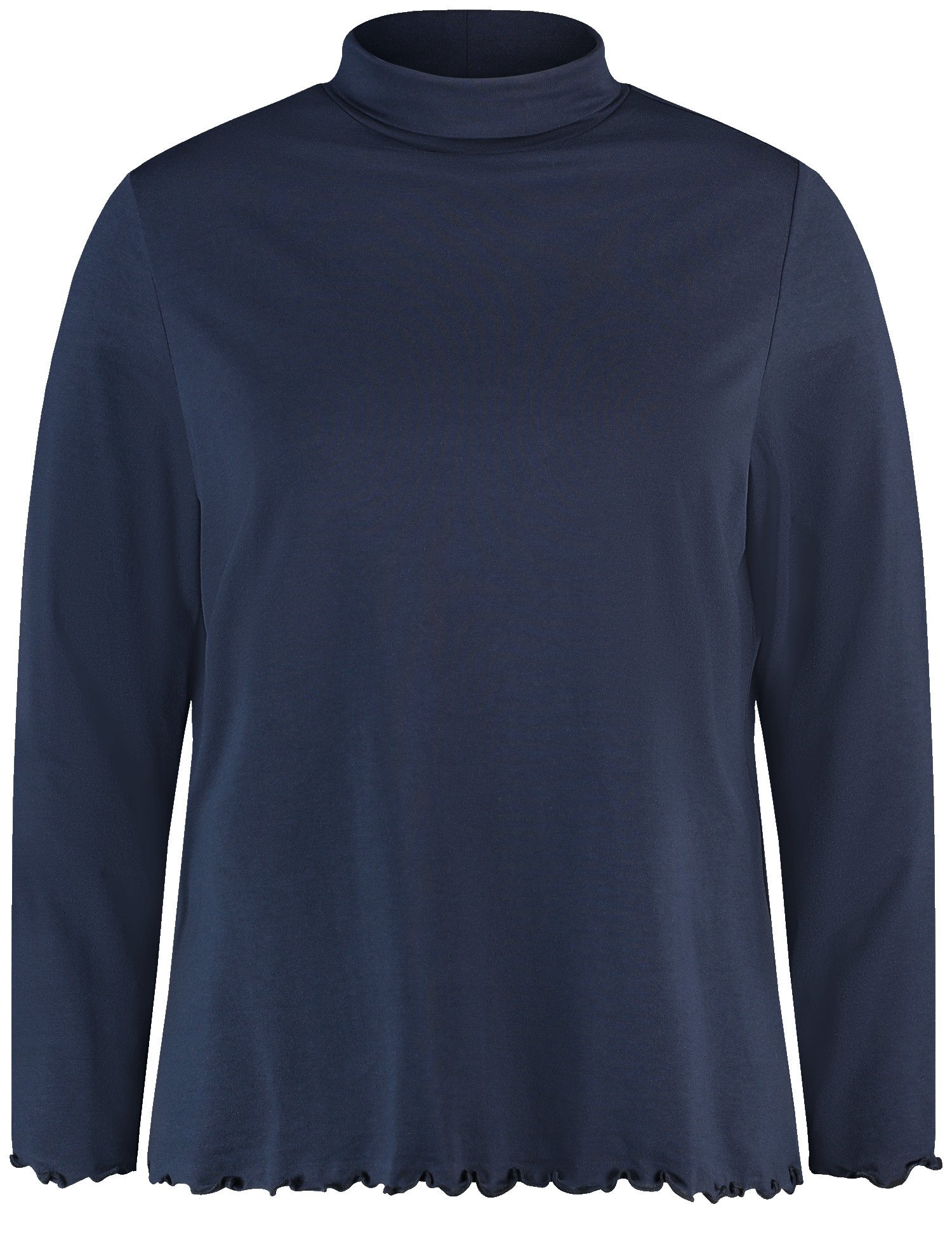 SAMOON Damen Longsleeve mit Stehkragen 68cm Langarm Modal, Blau, 56