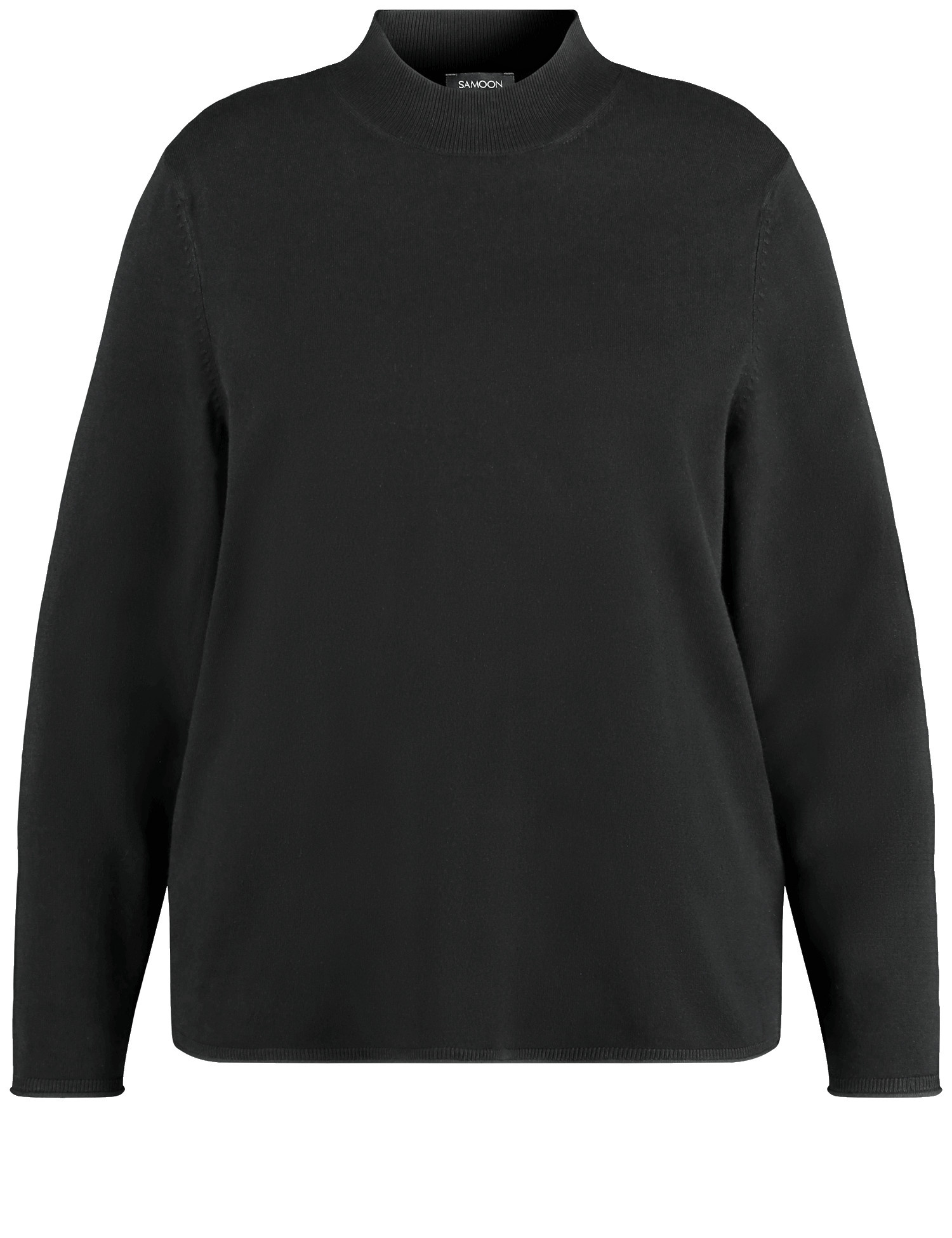 SAMOON Damen Feinstrick Pullover mit Turtleneck Langarm Viskose, Schwarz, 56