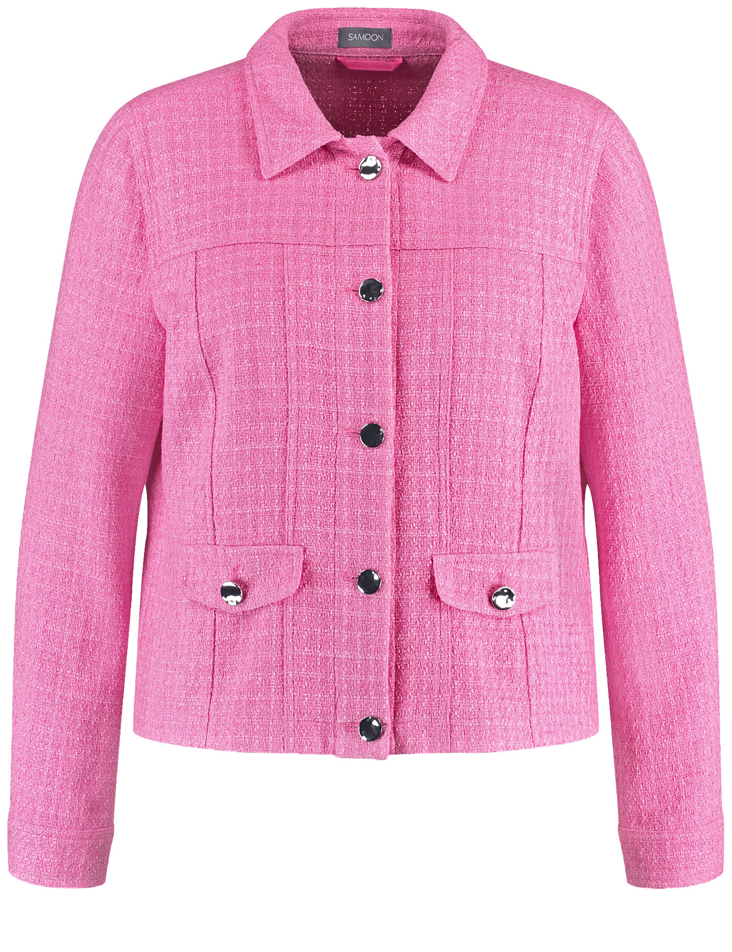 SAMOON Damen Blazerjacke aus leichter Struktur-Qualität 56 cm Mit Kragen Langarm unifarben Pink, 46