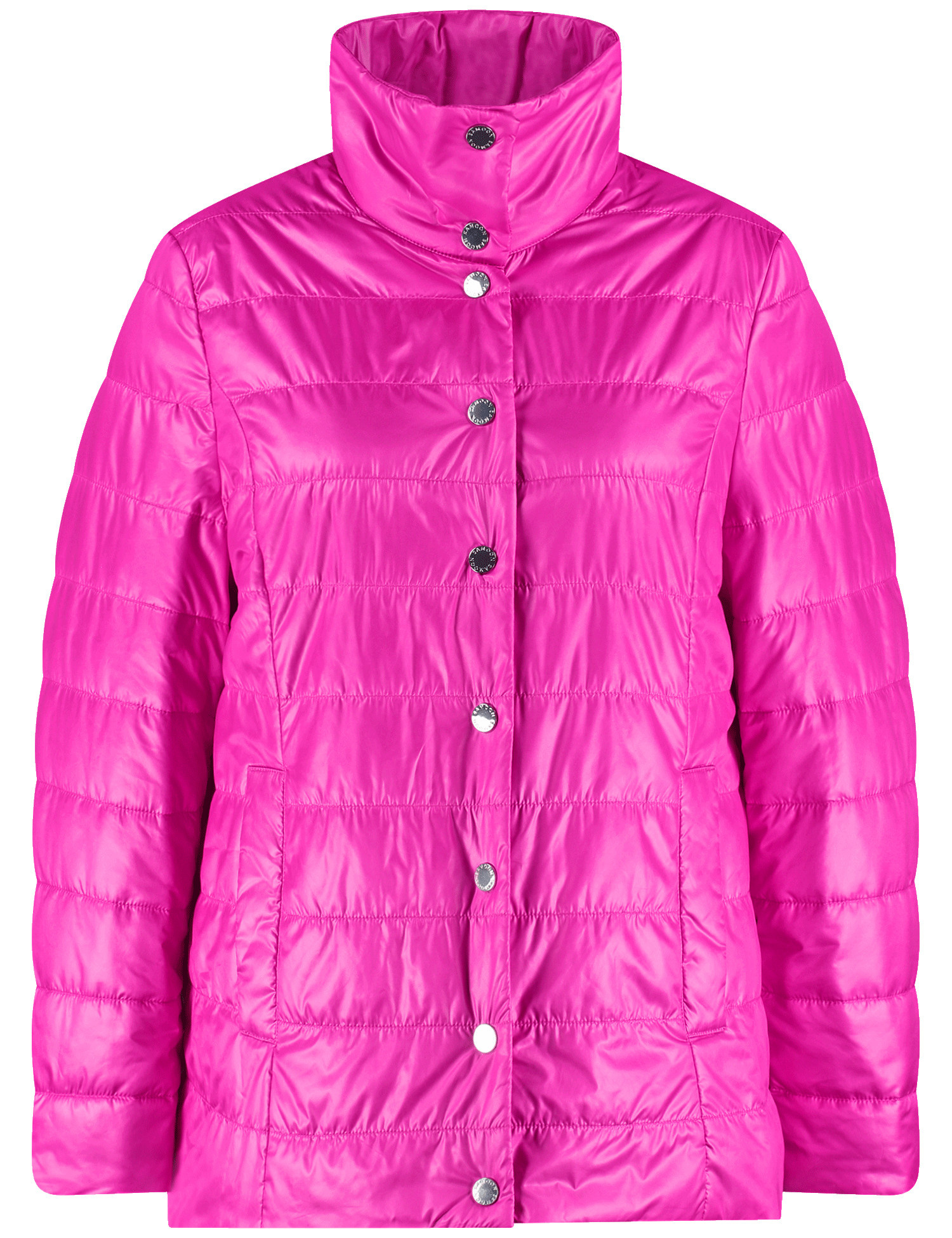 SAMOON Damen Leicht wattierte Steppjacke 68cm Langarm Stehkragen Druckknopfverschluss, Pink, 42