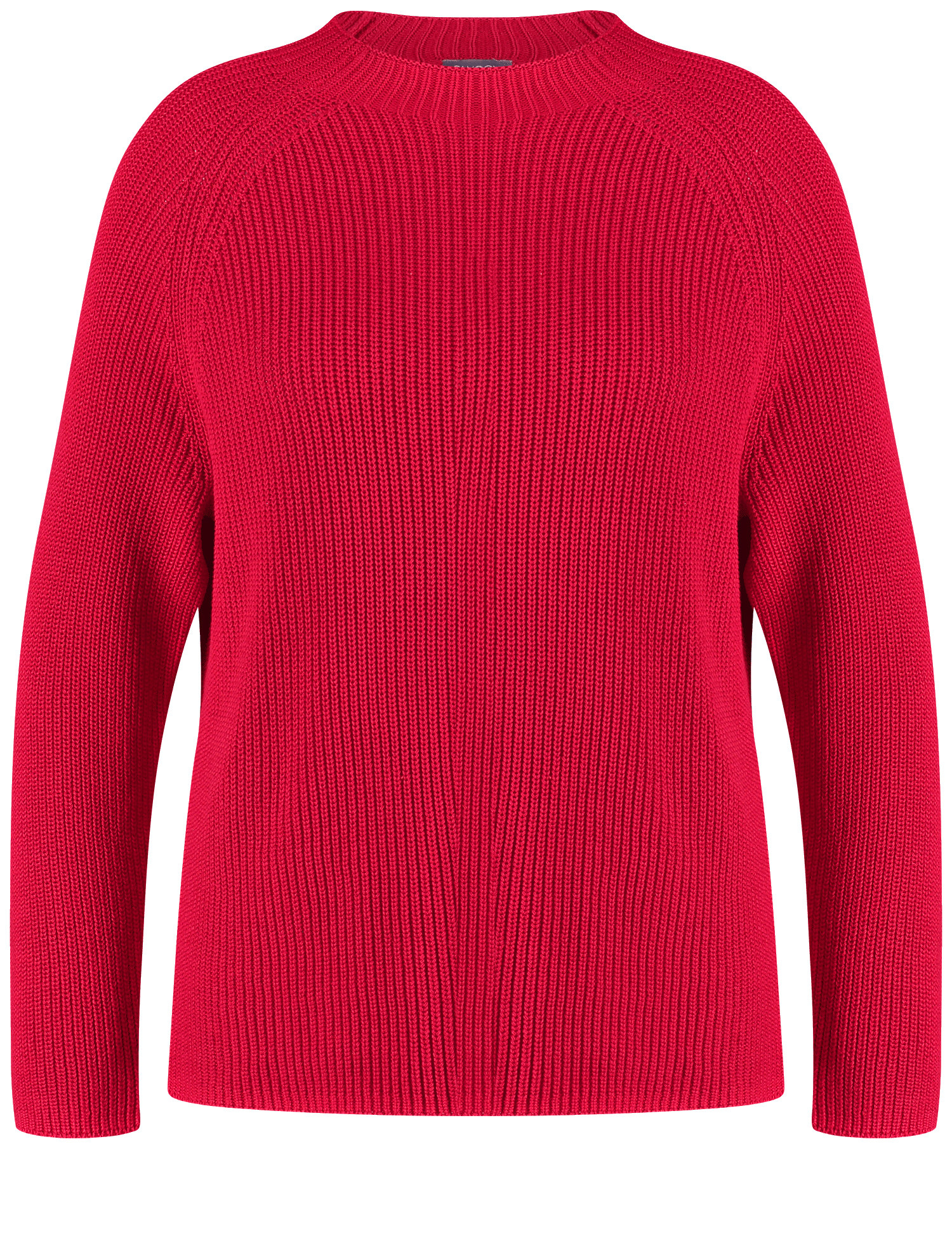 SAMOON Damen Baumwoll-Pullover aus Rippstrick Langarm|Raglanarm Baumwolle, Rot, 42