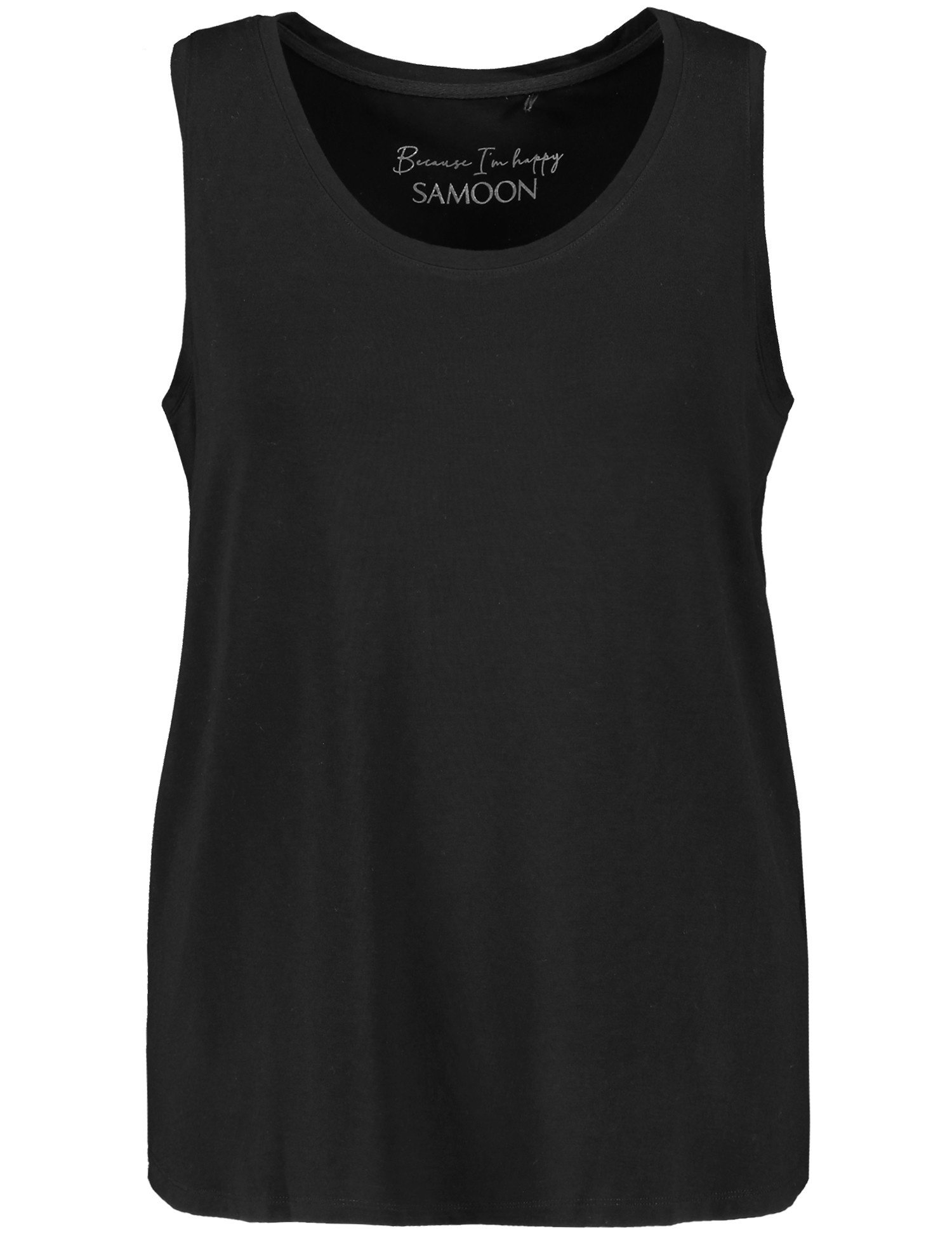 SAMOON Damen Basic-Top mit Seitenschlitzen 68cm Ärmellos Rundhals Viskose, Schwarz, 44