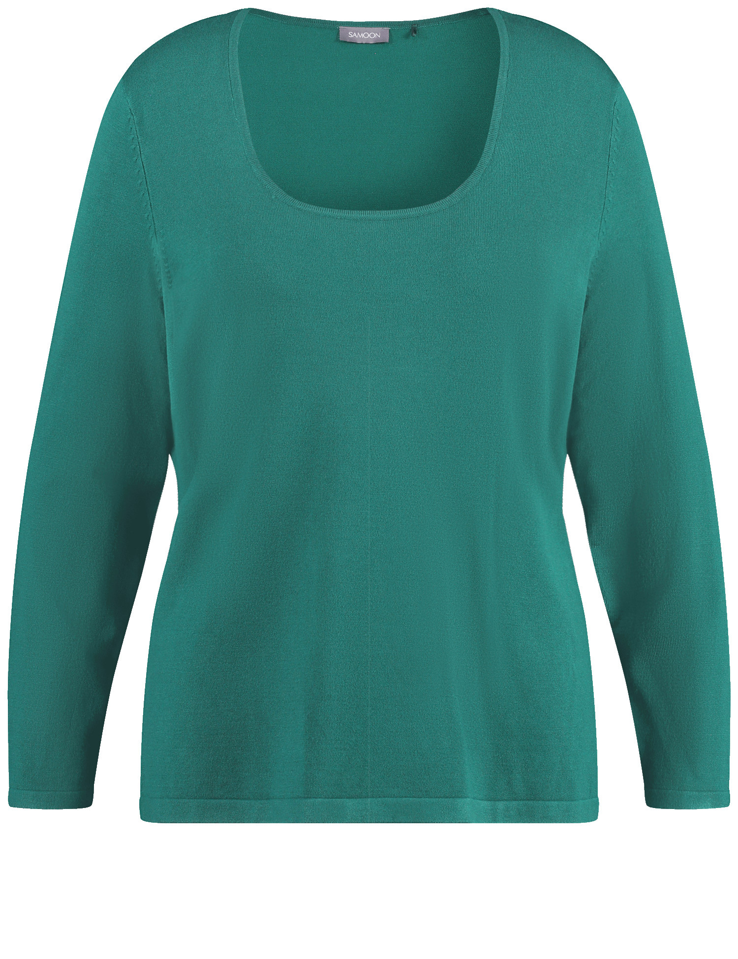 SAMOON Damen Basic Pullover mit tiefrundem Ausschnitt Langarm Viskose, Grün, 46