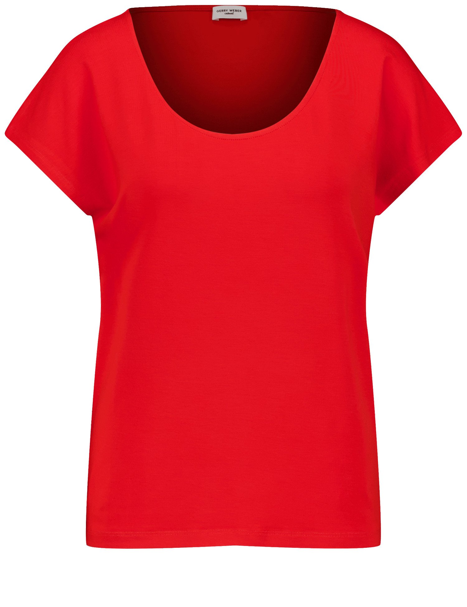 GERRY WEBER Damen Figurumspielendes T-Shirt mit rundem Ausschnitt 60cm Kurzarm Rundhals Viskose, Rot, 48