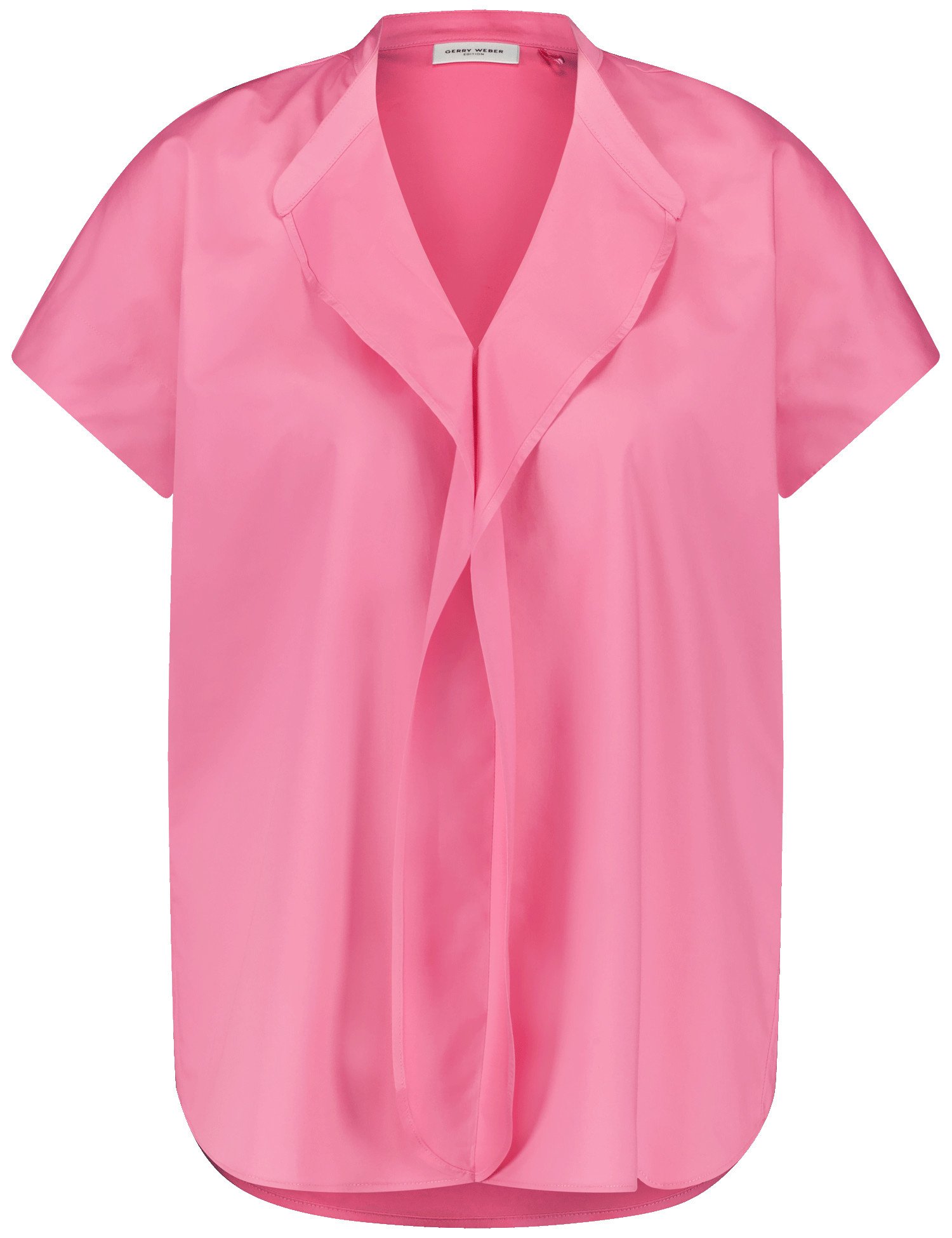 GERRY WEBER Damen Kurzarmbluse mit Volant 66cm V-Ausschnitt Baumwolle, Pink, 36