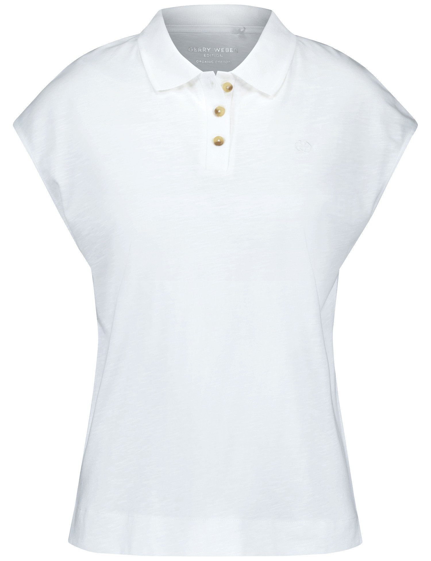 GERRY WEBER Damen Poloshirt mit kurzem Arm 62cm Kurzarm Mit Kragen Baumwolle, Weiss, 42