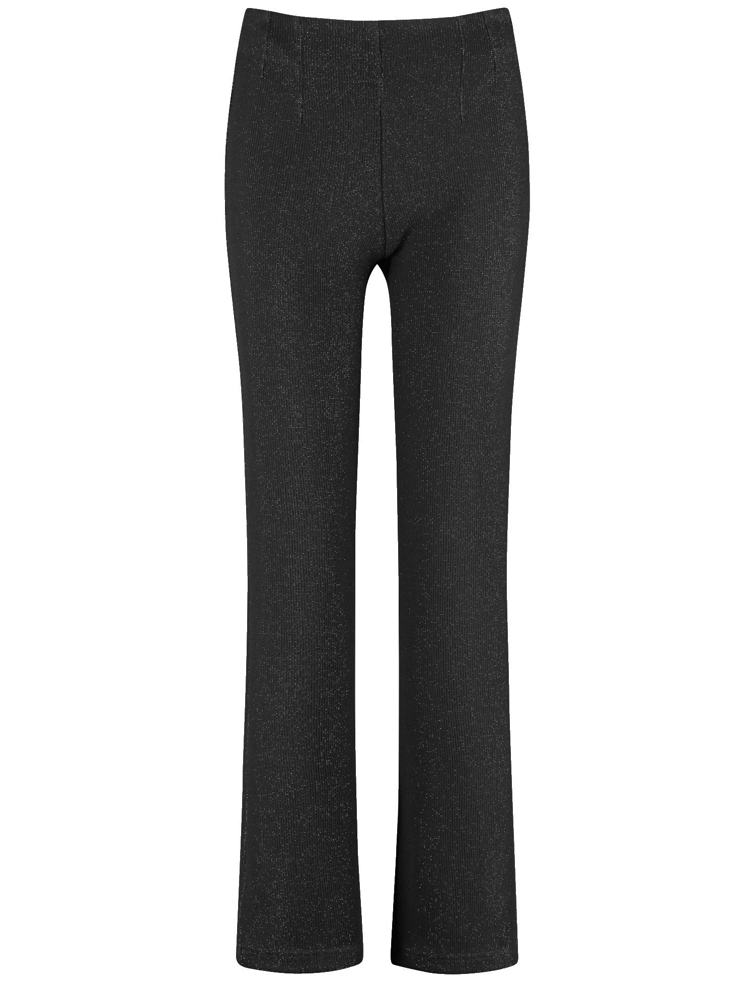 GERRY WEBER Damen Schimmernde Stretchhose MAR꞉LIE FLARED FIT Mittlere Leibhöhe Schwarz, 44R