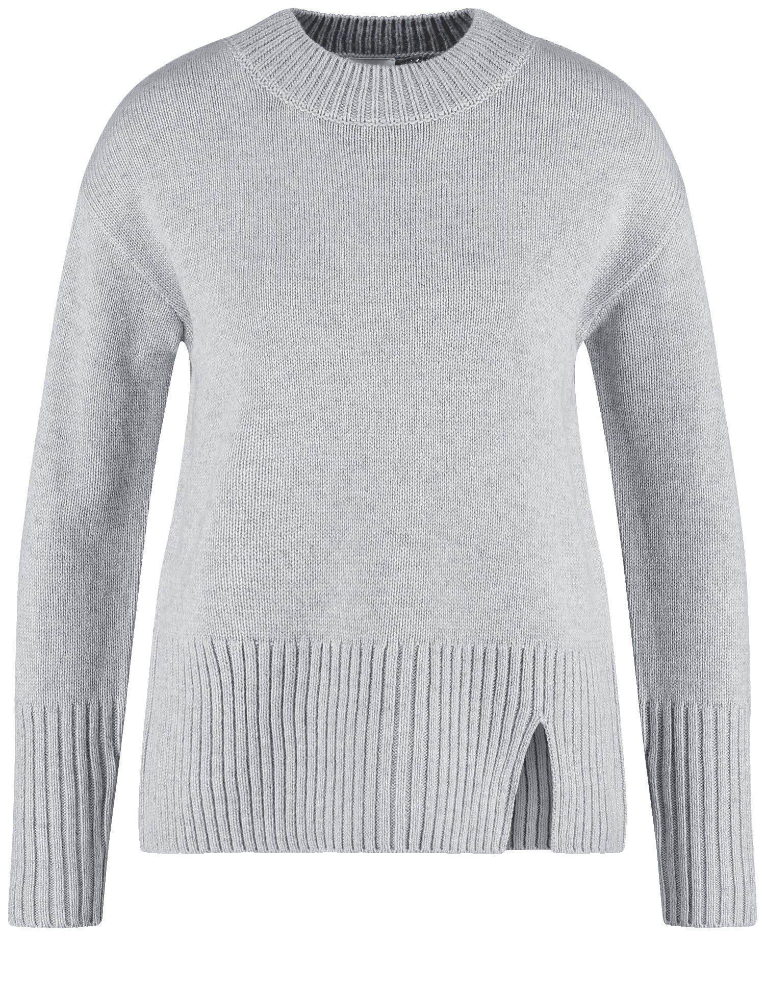 GERRY WEBER Damen Kuscheliger Strickpullover mit Saumschlitz Breite Rippenbündchen|Langarm Polyamid, Grau, 38