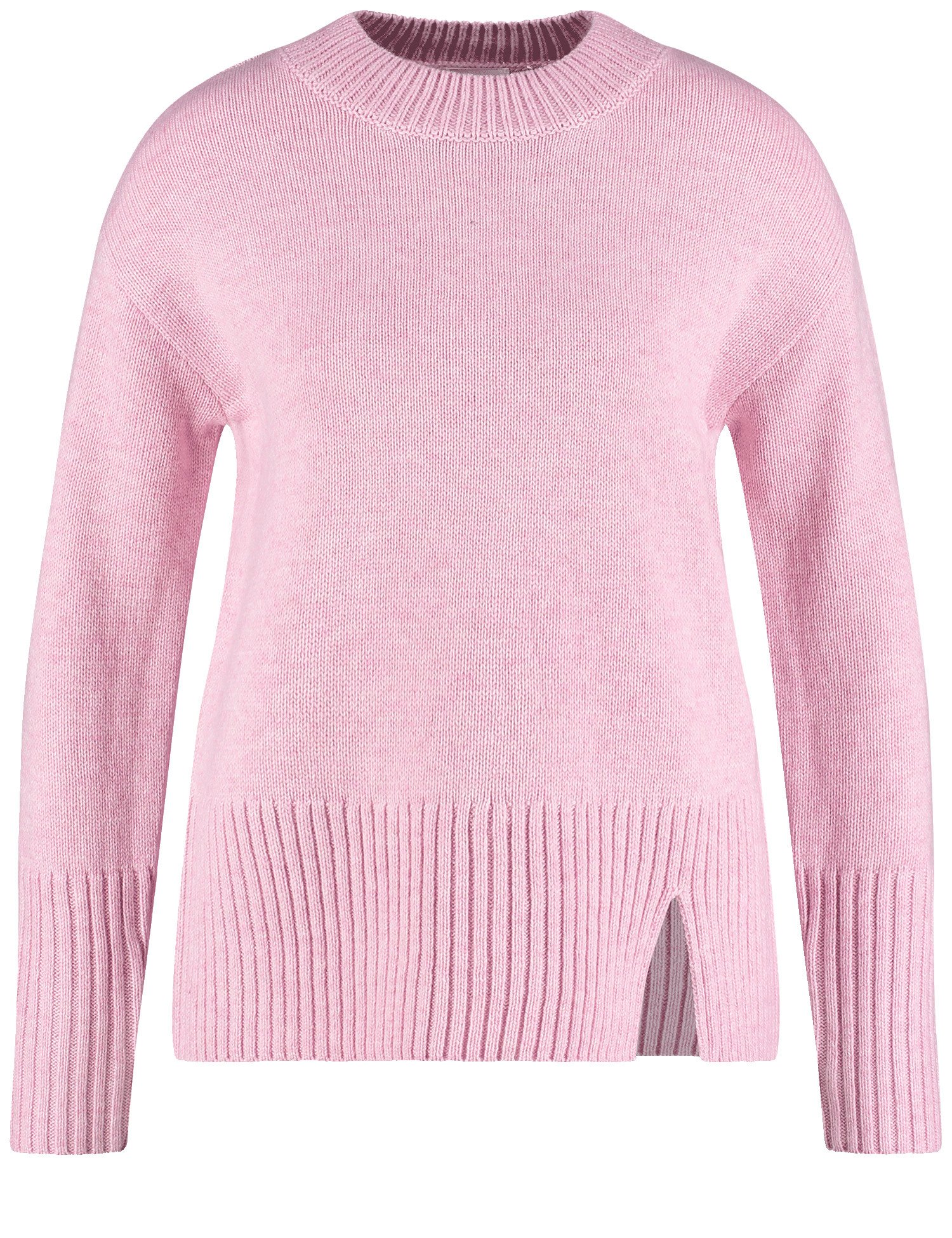 GERRY WEBER Damen Kuscheliger Strickpullover mit Saumschlitz Breite Rippenbündchen|Langarm Polyamid, Pink, 42