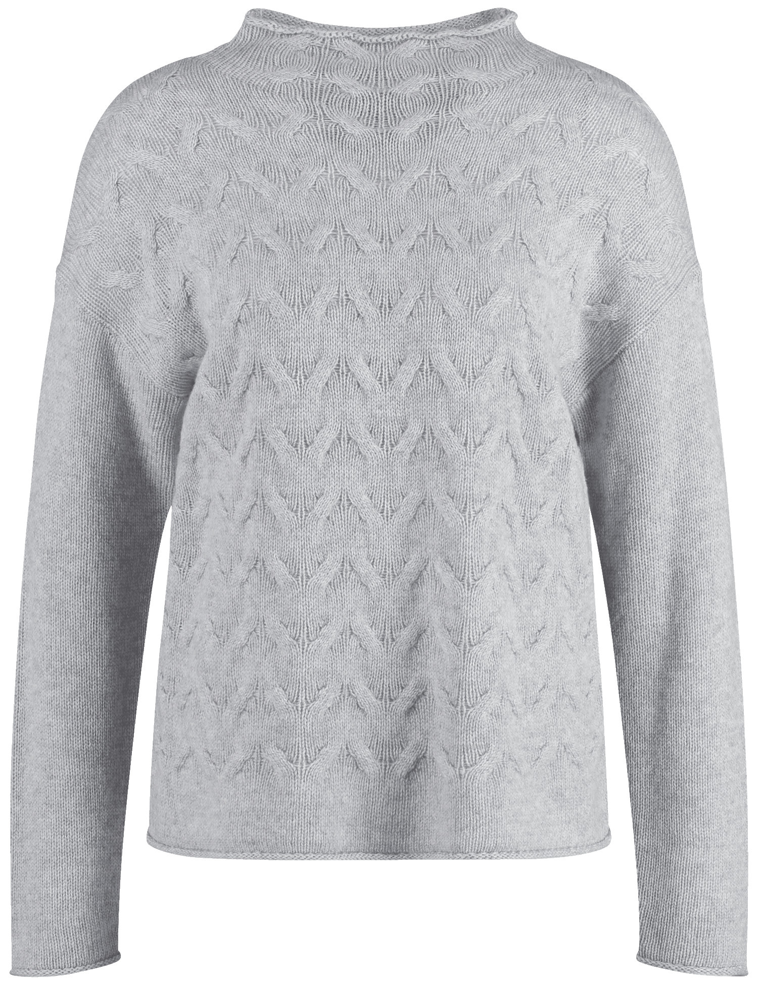 GERRY WEBER Damen Wollpullover mit Kaschmiranteil Langarm|Überschnittene Schultern Wolle, Grau, 46