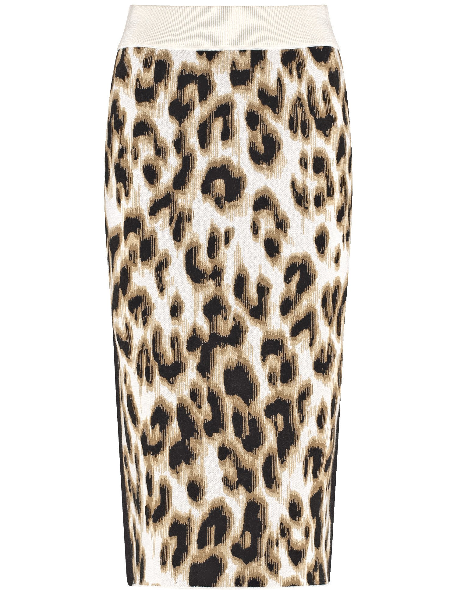 GERRY WEBER Damen Wadenlanger Rock mit Leodessin Viskose Beige Animal-Print, 48