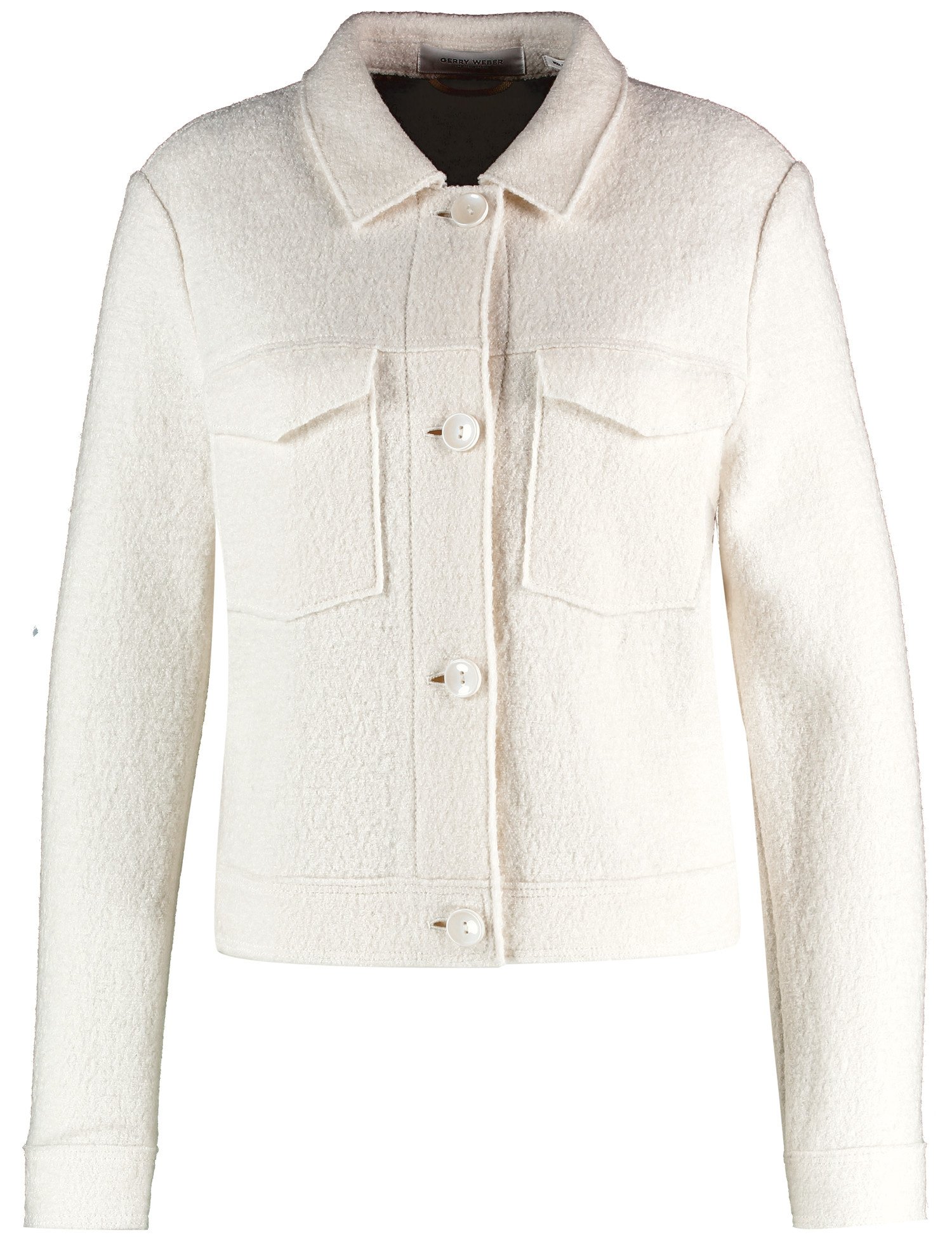 GERRY WEBER Damen Blazerjacke in Bouclé-Optik Wolle 52 cm cm Weiss, 48