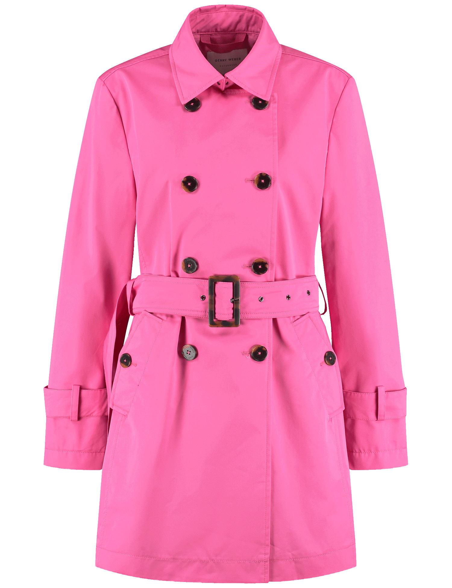 GERRY WEBER Damen Kurzer Trenchcoat 85cm Langarm Mit Kragen Baumwolle, Pink, 46