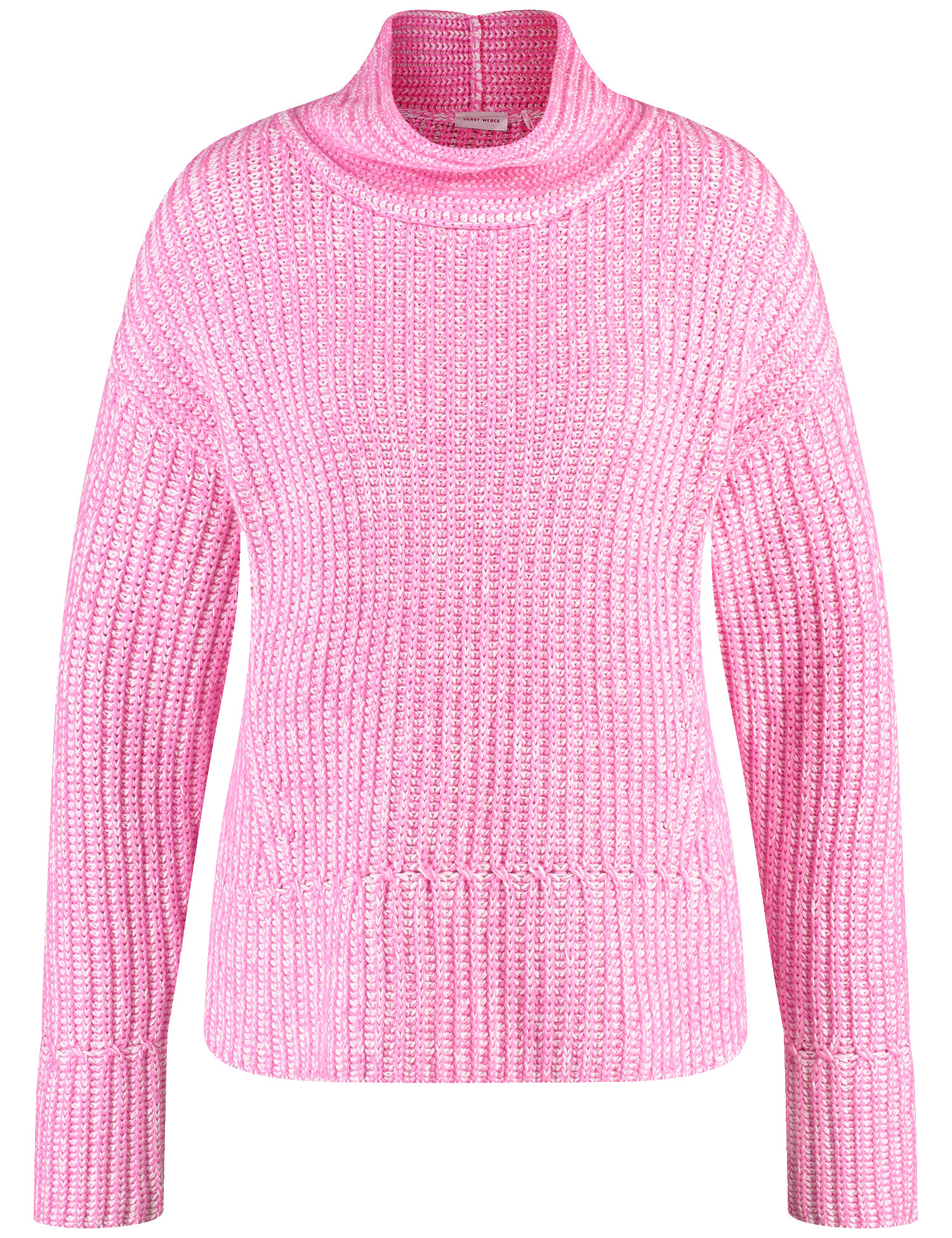 GERRY WEBER Damen Strickpullover mit Stehkragen Langarm|Überschnittene Schultern Baumwolle, Pink, 38