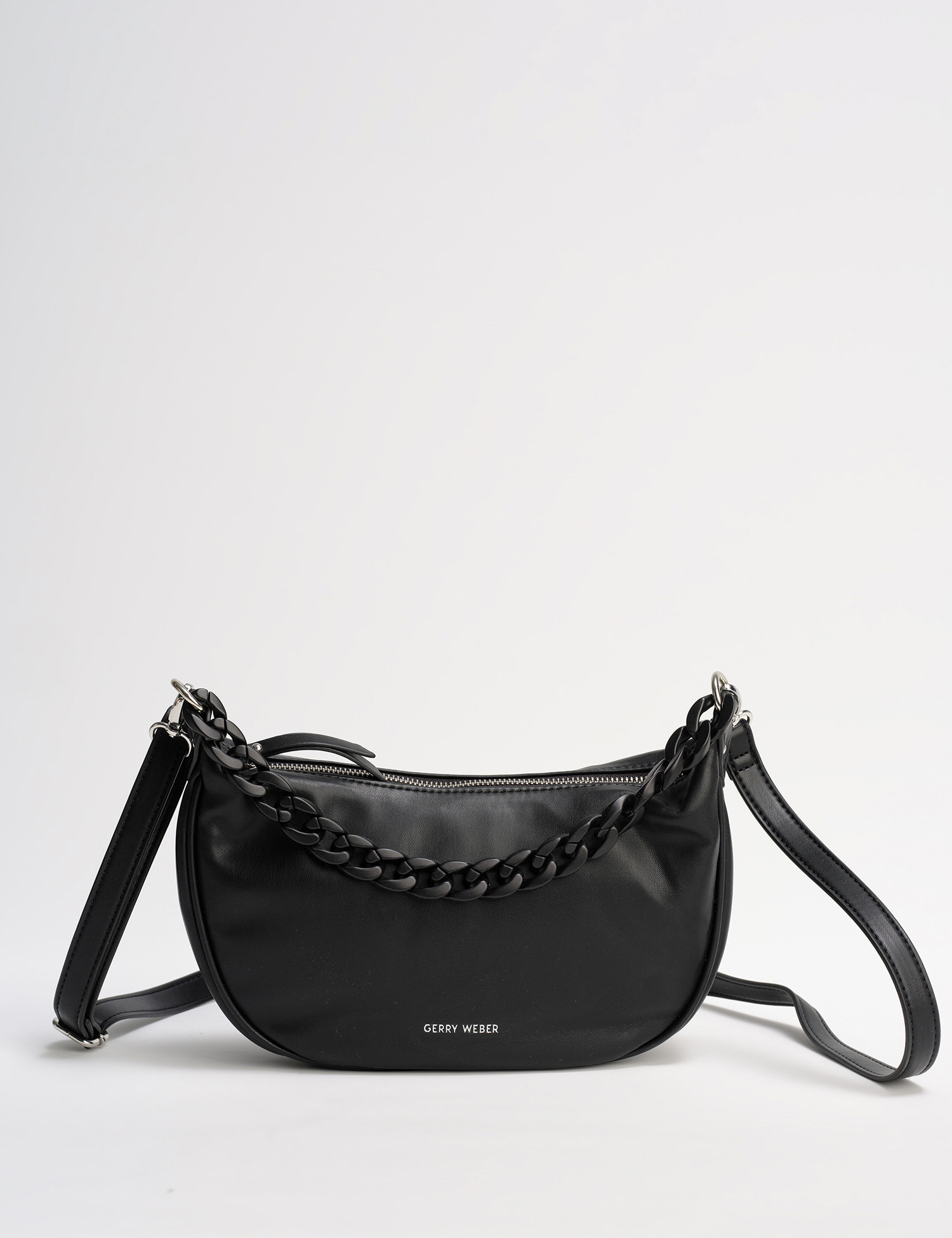 GERRY WEBER Damen Kleiner Hobo mit Kettendetail Polyurethan unifarben Tasche Schwarz, OneSize