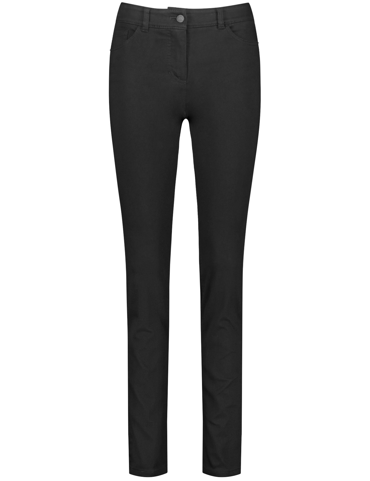 GERRY WEBER Damen 5-Pocket Jeans Best4me Slim Fit Kurzgröße Baumwolle Mittlere Leibhöhe Schwarz, 44 Kurzgröße