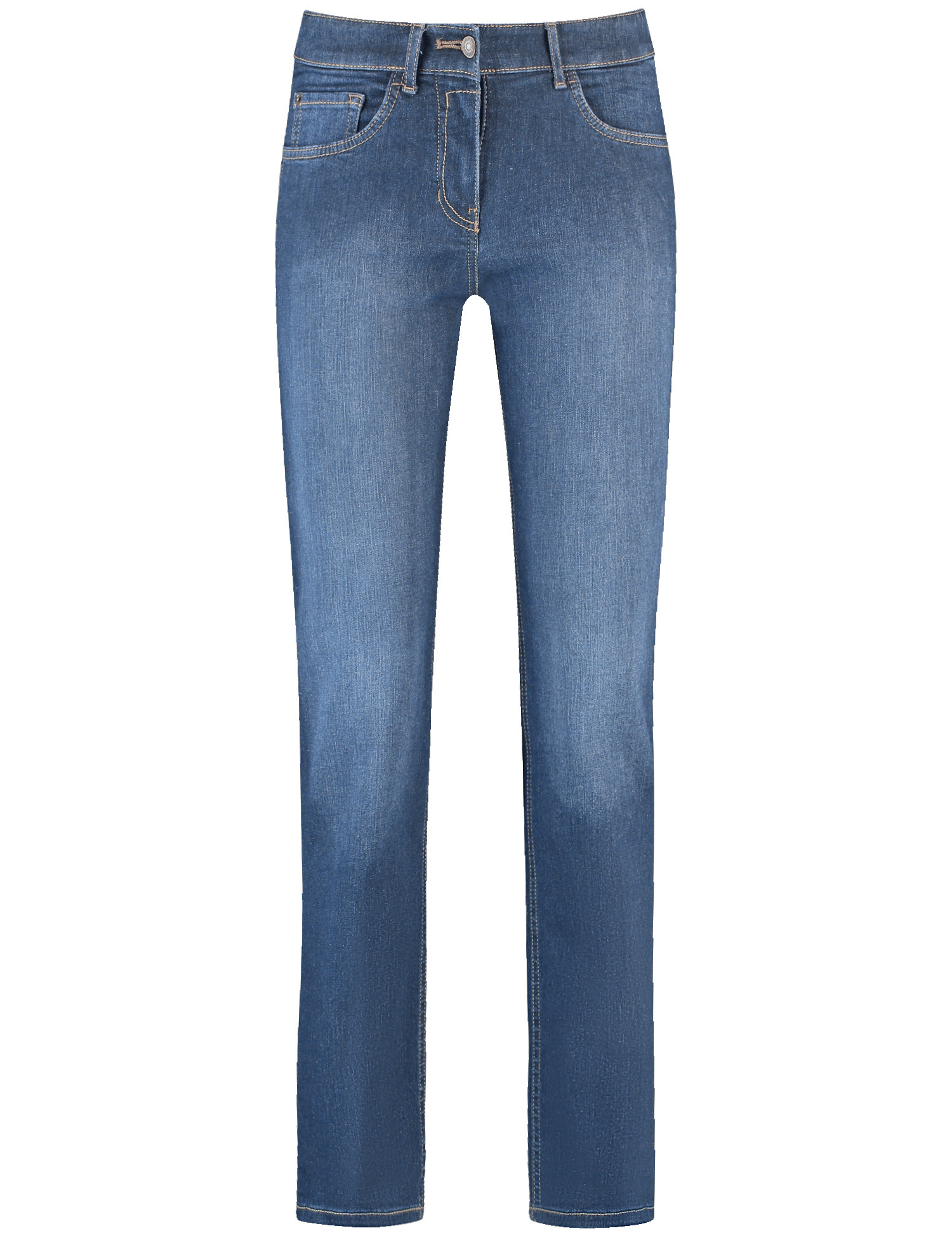 GERRY WEBER Damen 5-Pocket Jeans SOL꞉INE BEST4ME Slim Fit Baumwolle Mittlere Leibhöhe Blau, 34