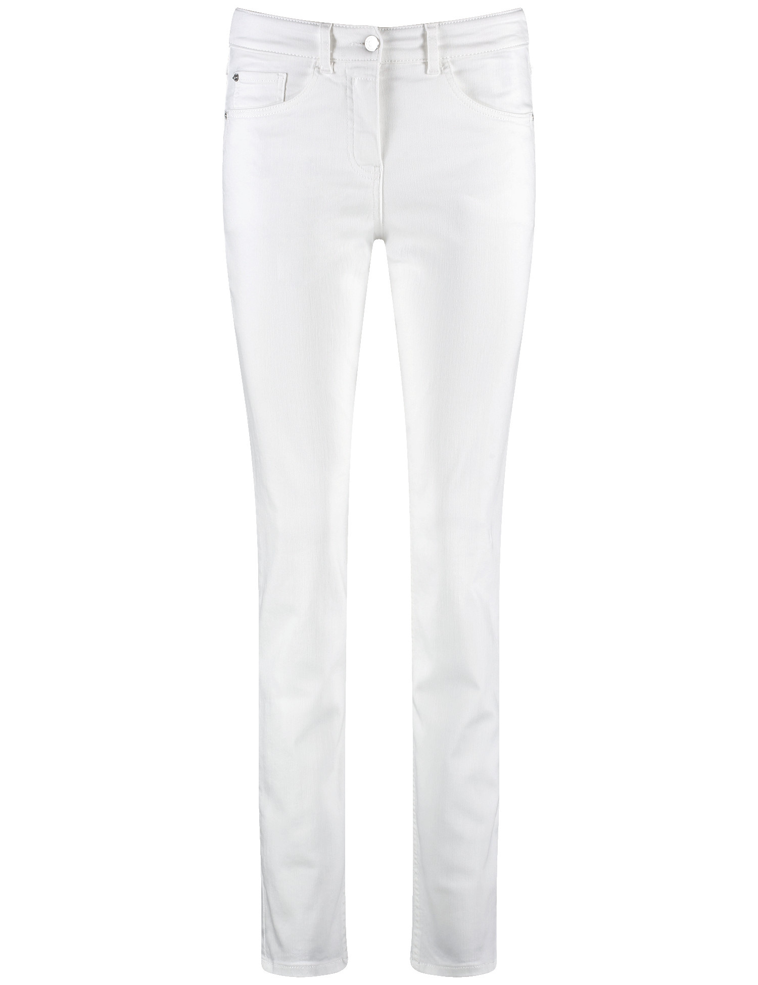 GERRY WEBER Damen 5-Pocket Jeans SOL꞉INE BEST4ME Slim Fit Baumwolle Mittlere Leibhöhe Weiss, 44