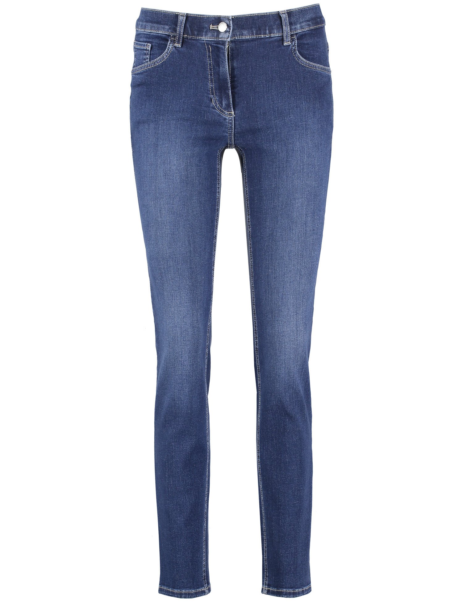 GERRY WEBER Damen 5-Pocket Jeans ALIS꞉SA SLIM STRAIGHT Baumwolle Mittlere Leibhöhe Blau, 34R