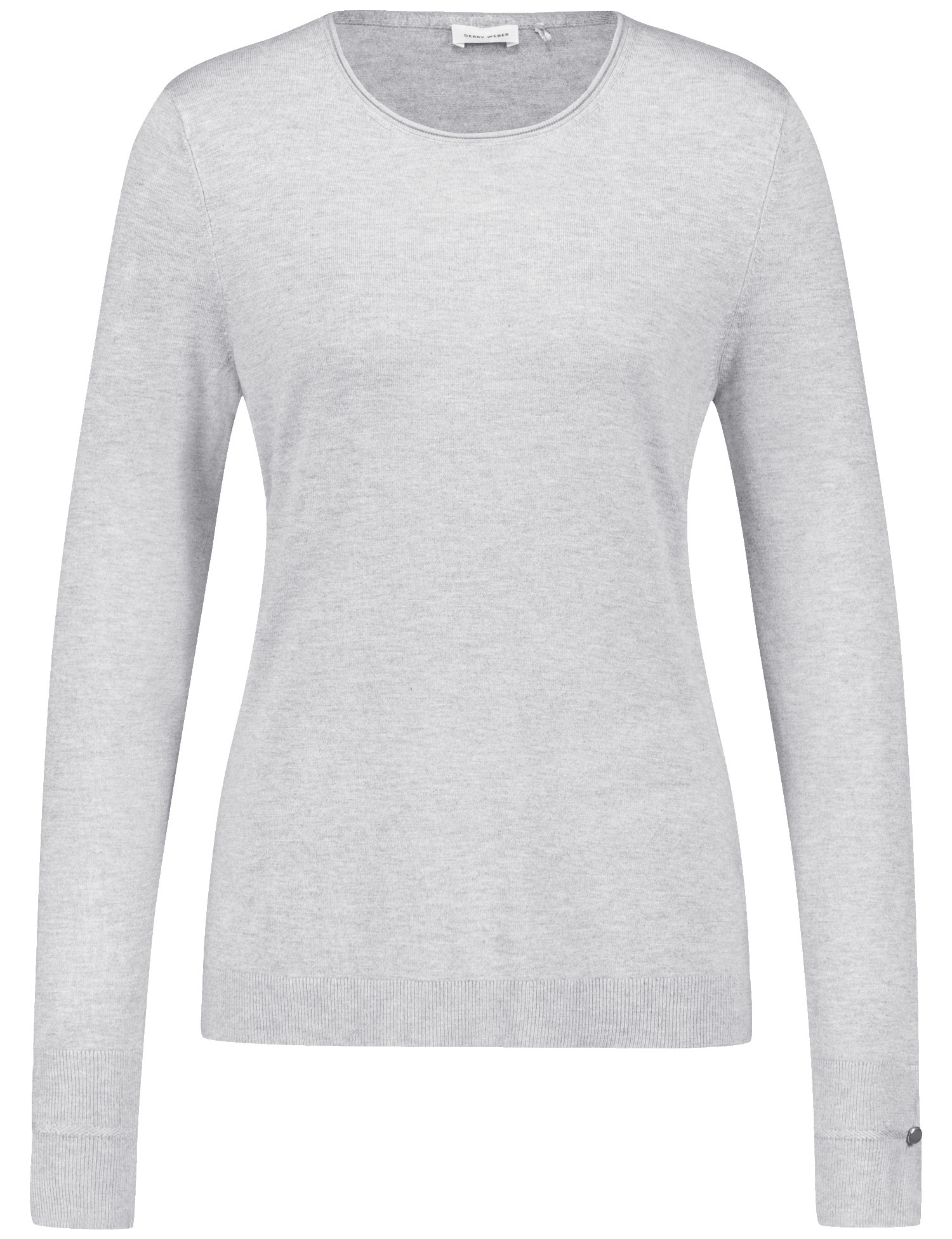 GERRY WEBER Damen Langarmpullover aus nachhaltigem Feinstrick Langarm|Mit Schlitz Viskose, Grau, 42